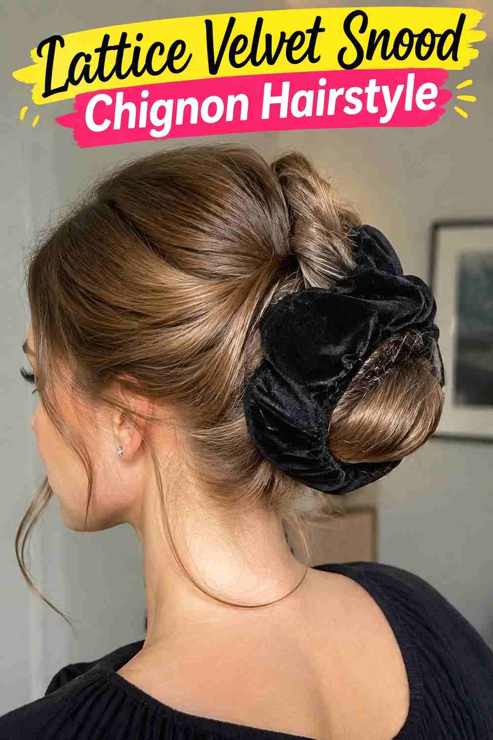 13. Lattice Velvet Snood Chignon Hairstyle