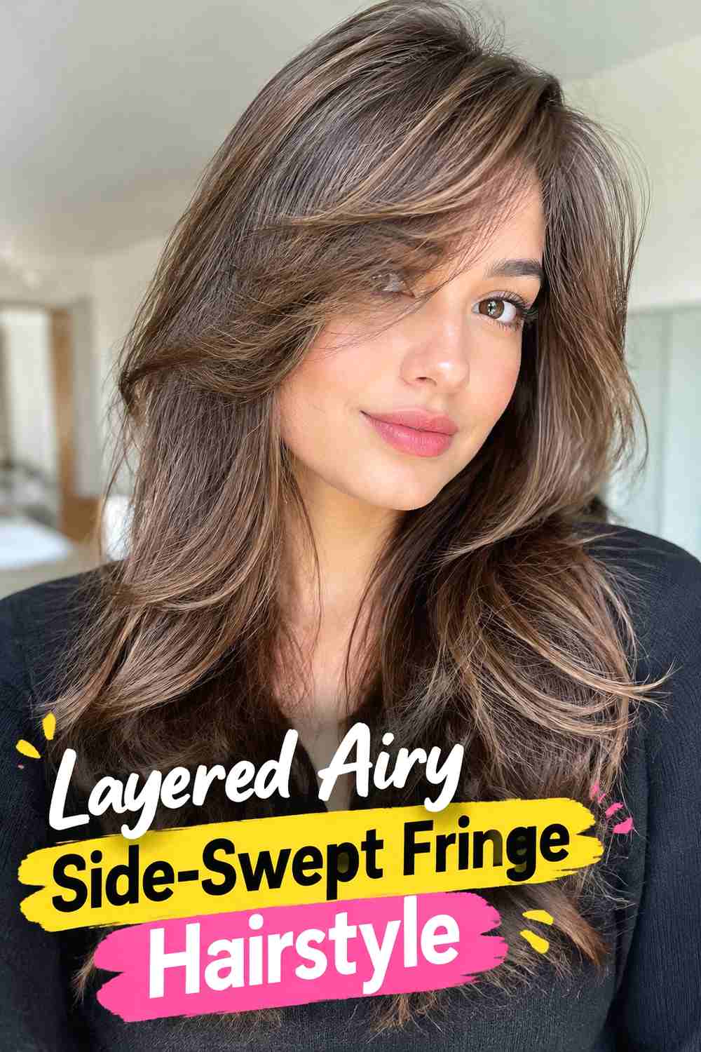 3. Layered Airy Side Swept Fringe Hairstyle