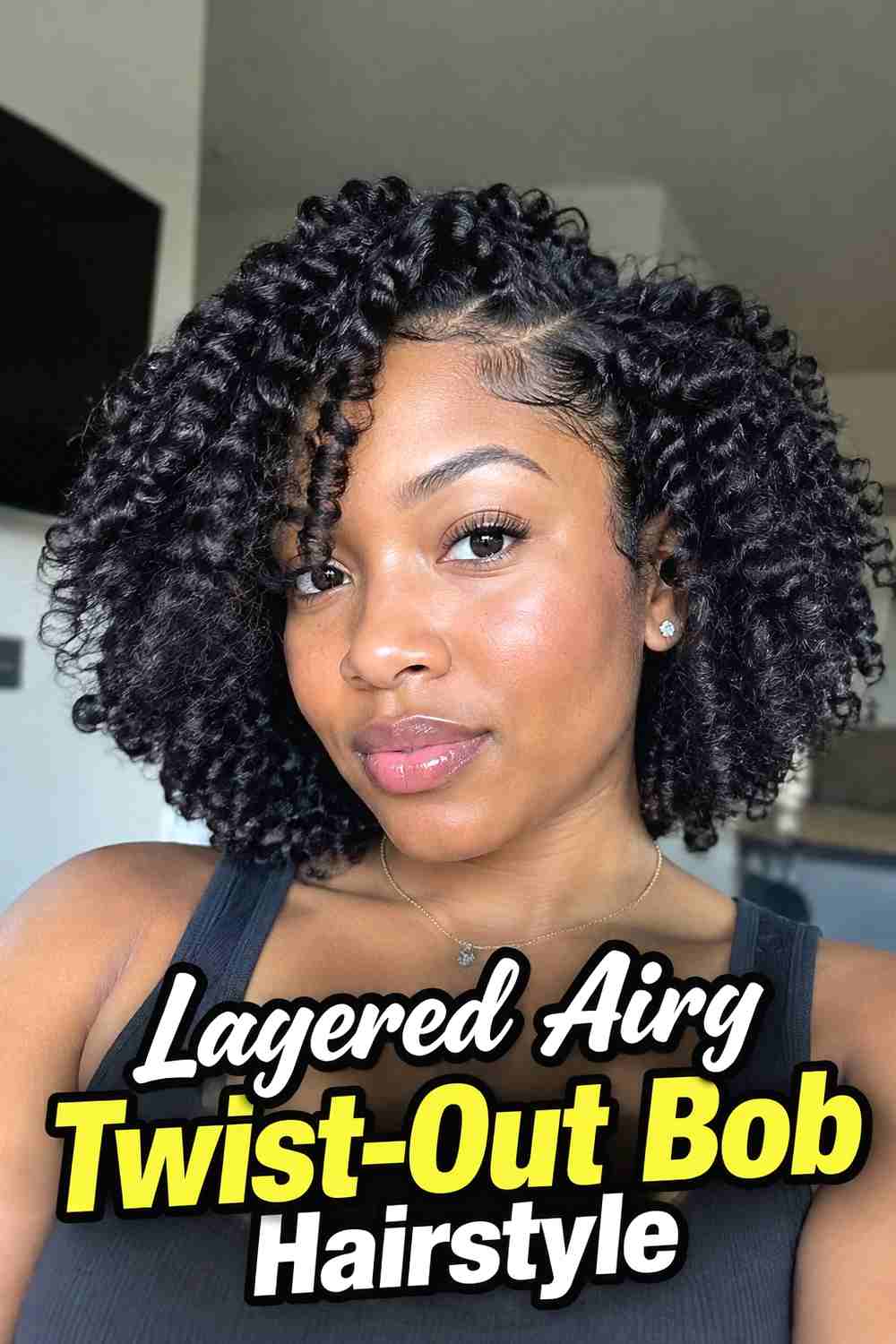 5. Layered Airy Twist Out Bob Hairstyle