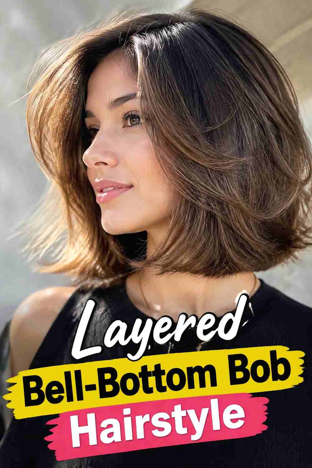 6. Layered Bell Bottom Bob Hairstyle