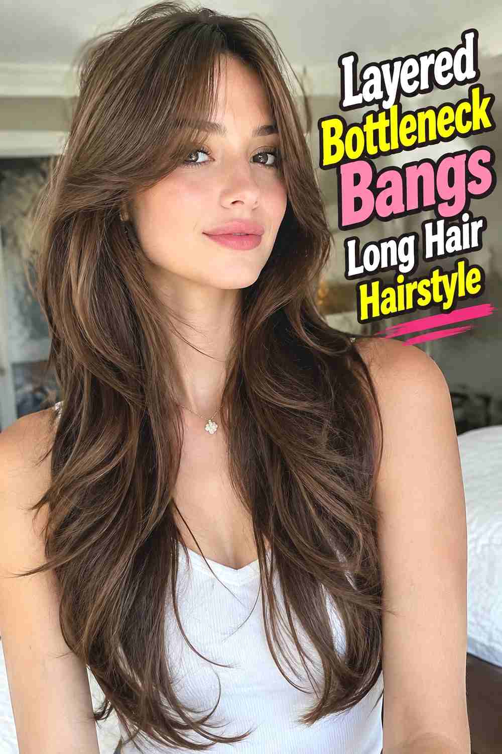 11. Layered Bottleneck Bangs Long Hair Hairstyle