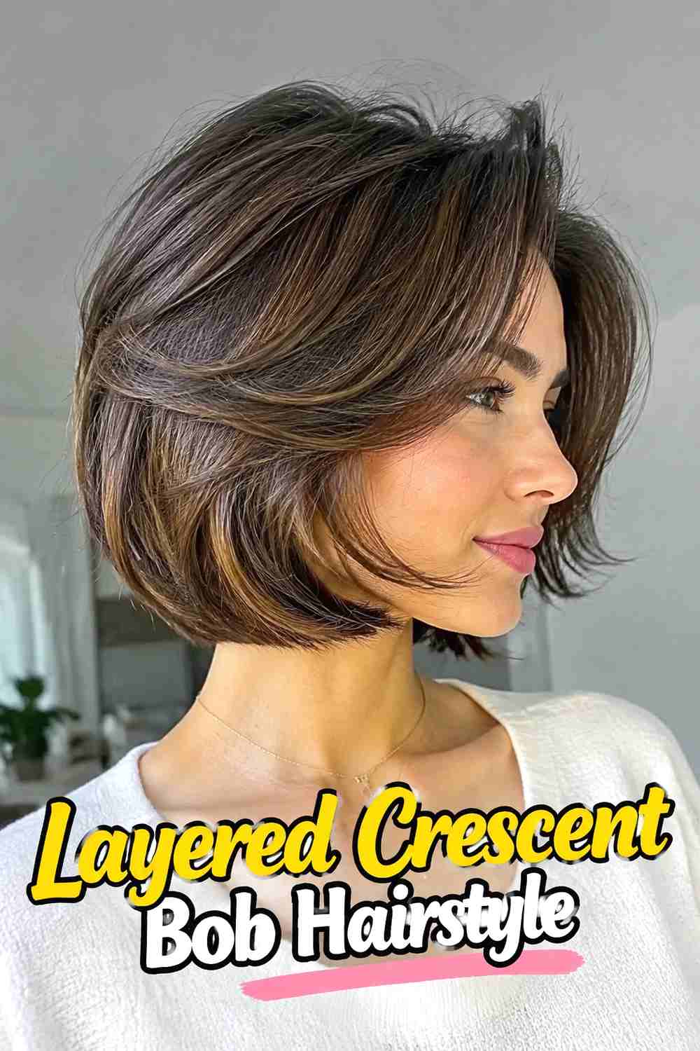 16. Layered Crescent Bob Hairstyle