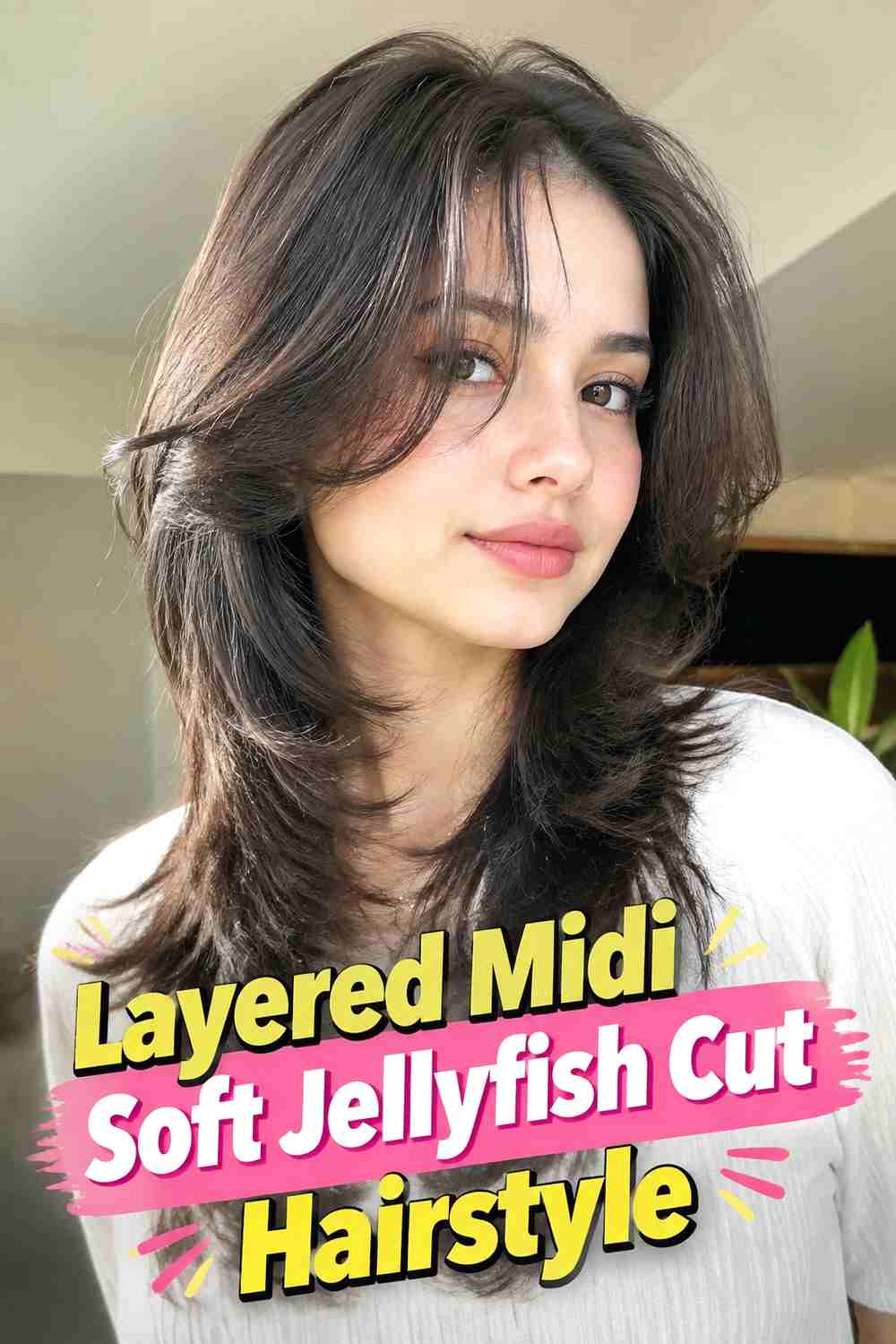 18. Layered Midi Soft Jellyfish Cut Hairstyle