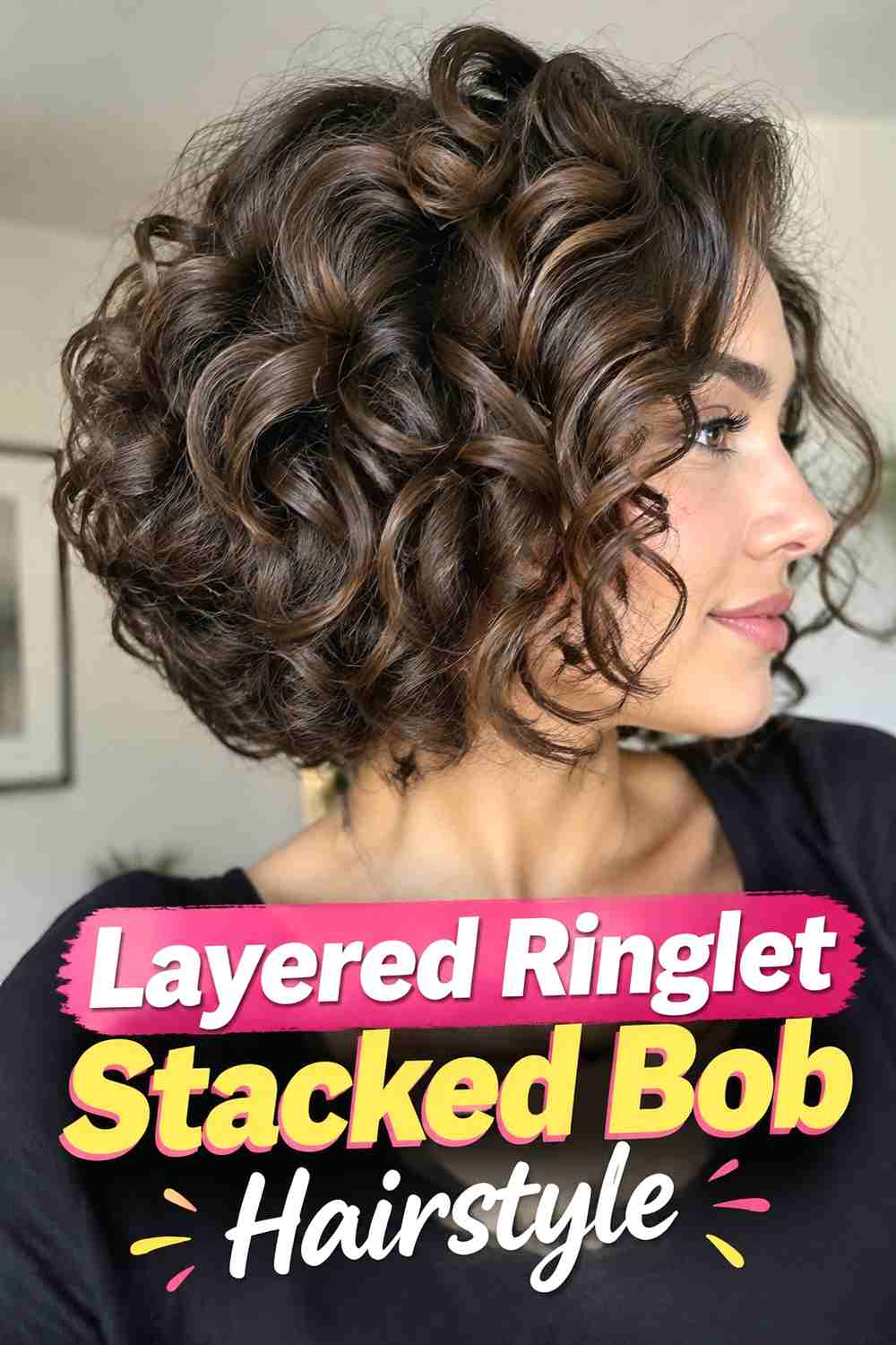 17. Layered Ringlet Stacked Bob Hairstyle
