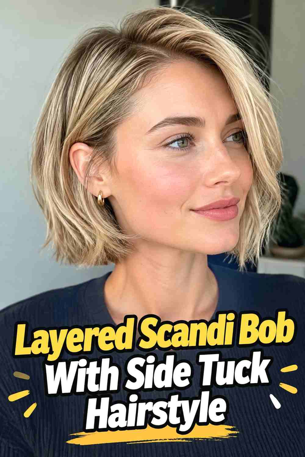 10. Layered Scandi Bob With Side Tuck Hairstyle