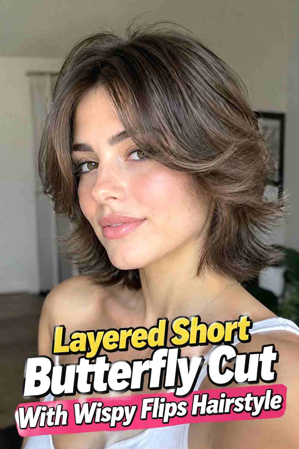3. Layered Short Butterfly Cut With Wispy Flips Hairstyle
