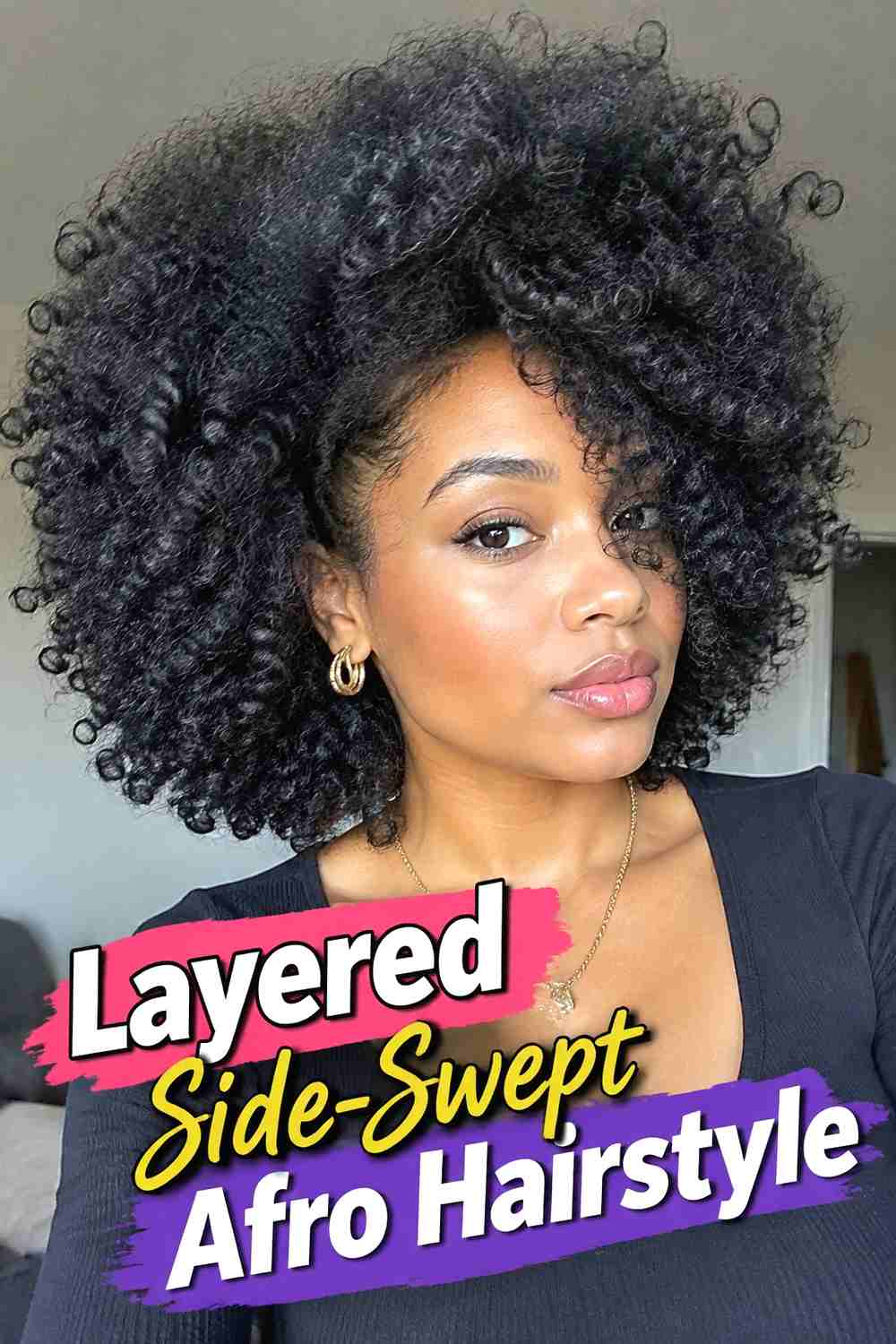 12. Layered Side Swept Afro Hairstyle