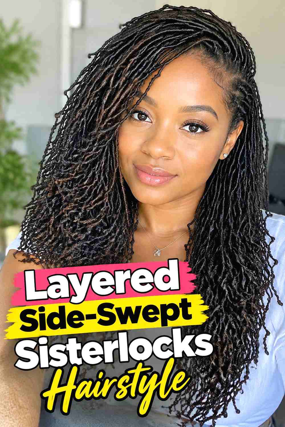 15. Layered Side Swept Sisterlocks Hairstyle