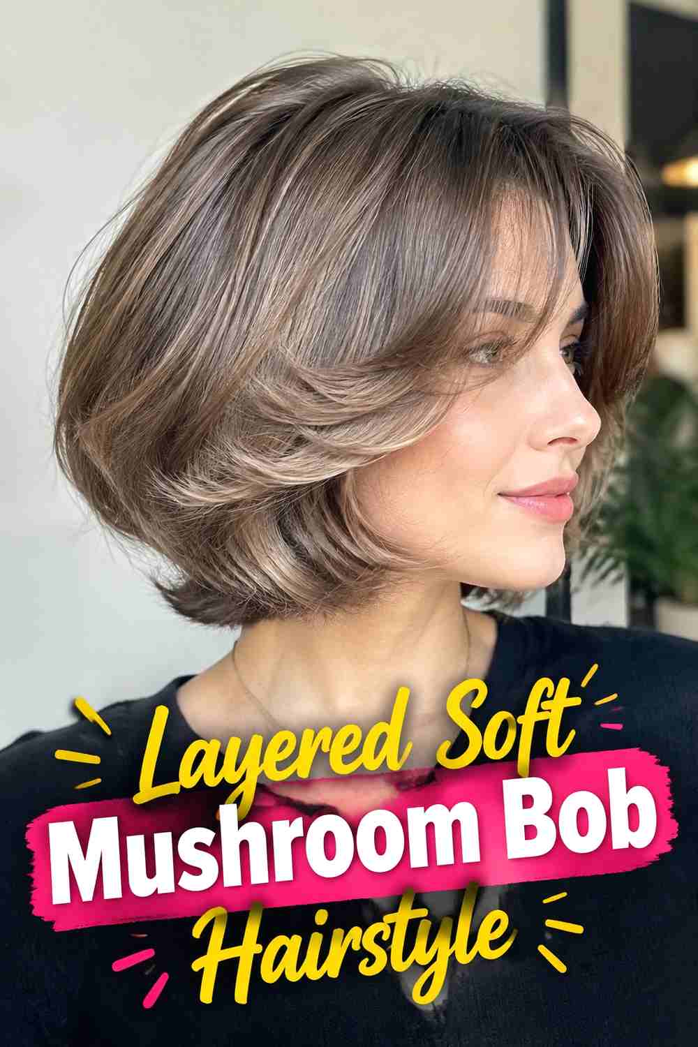 8. Layered Soft Mushroom Bob Hairstyle