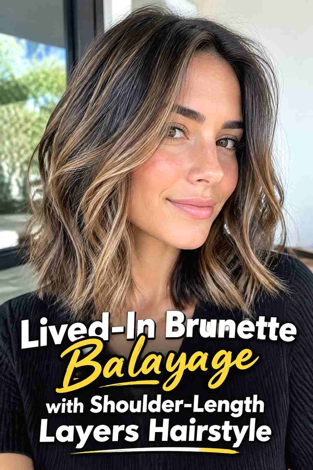 13. Lived In Brunette Balayage With Shoulder Length Layers Hairstyle