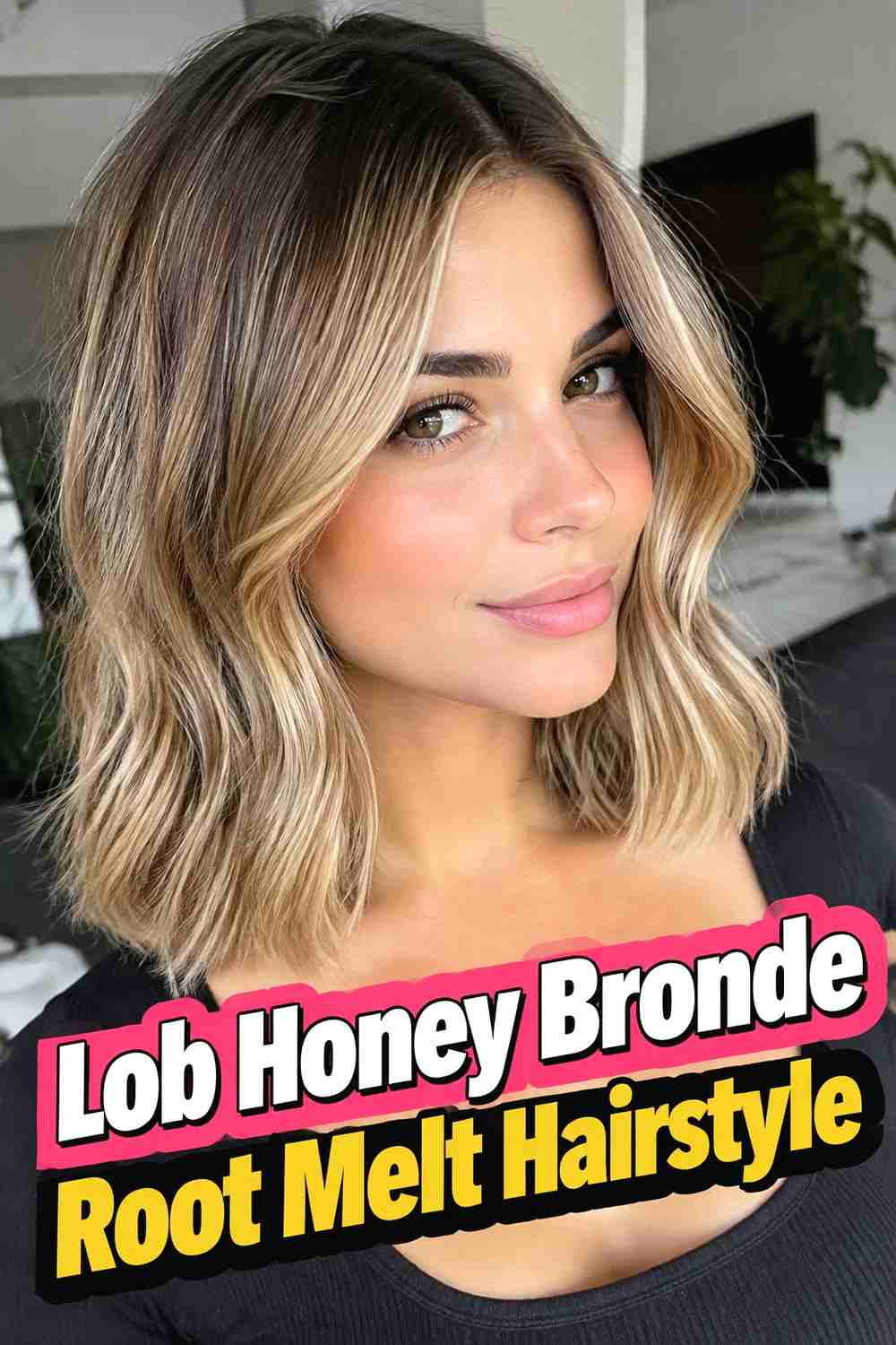 8. Lob Honey Bronde Root Melt Hairstyle