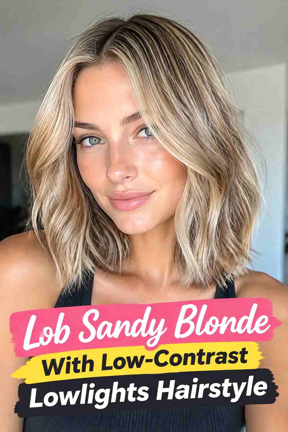 7. Lob Sandy Blonde With Low Contrast Lowlights Hairstyle
