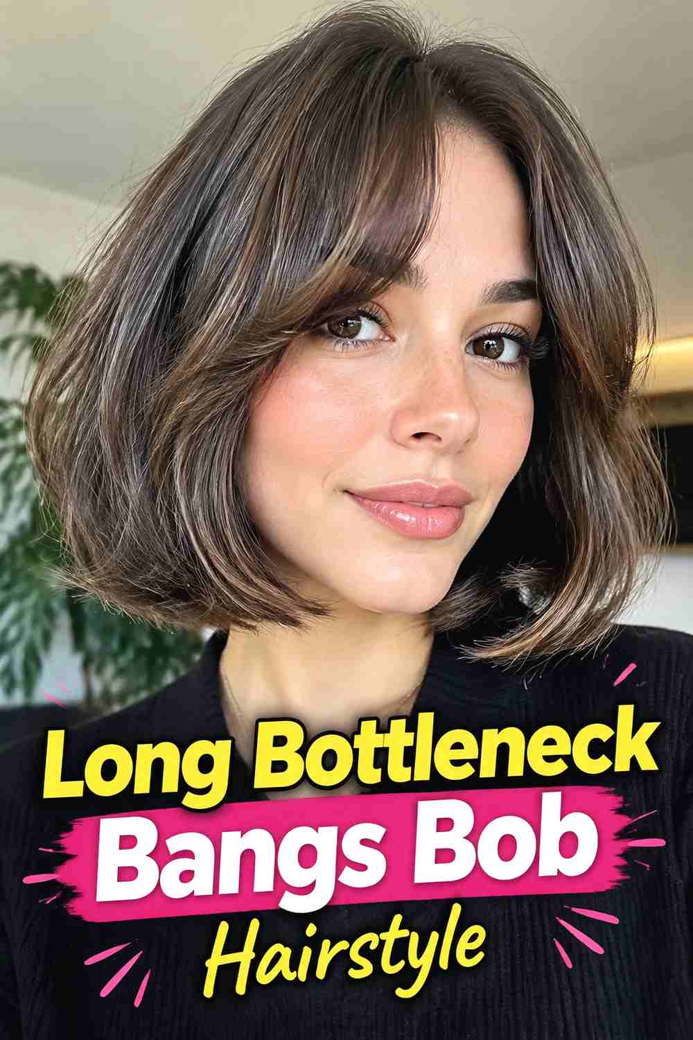 8. Long Bottleneck Bangs Bob Hairstyle