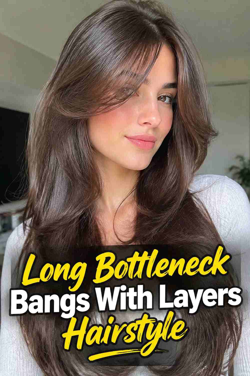 2. Long Bottleneck Bangs With Layers Hairstyle
