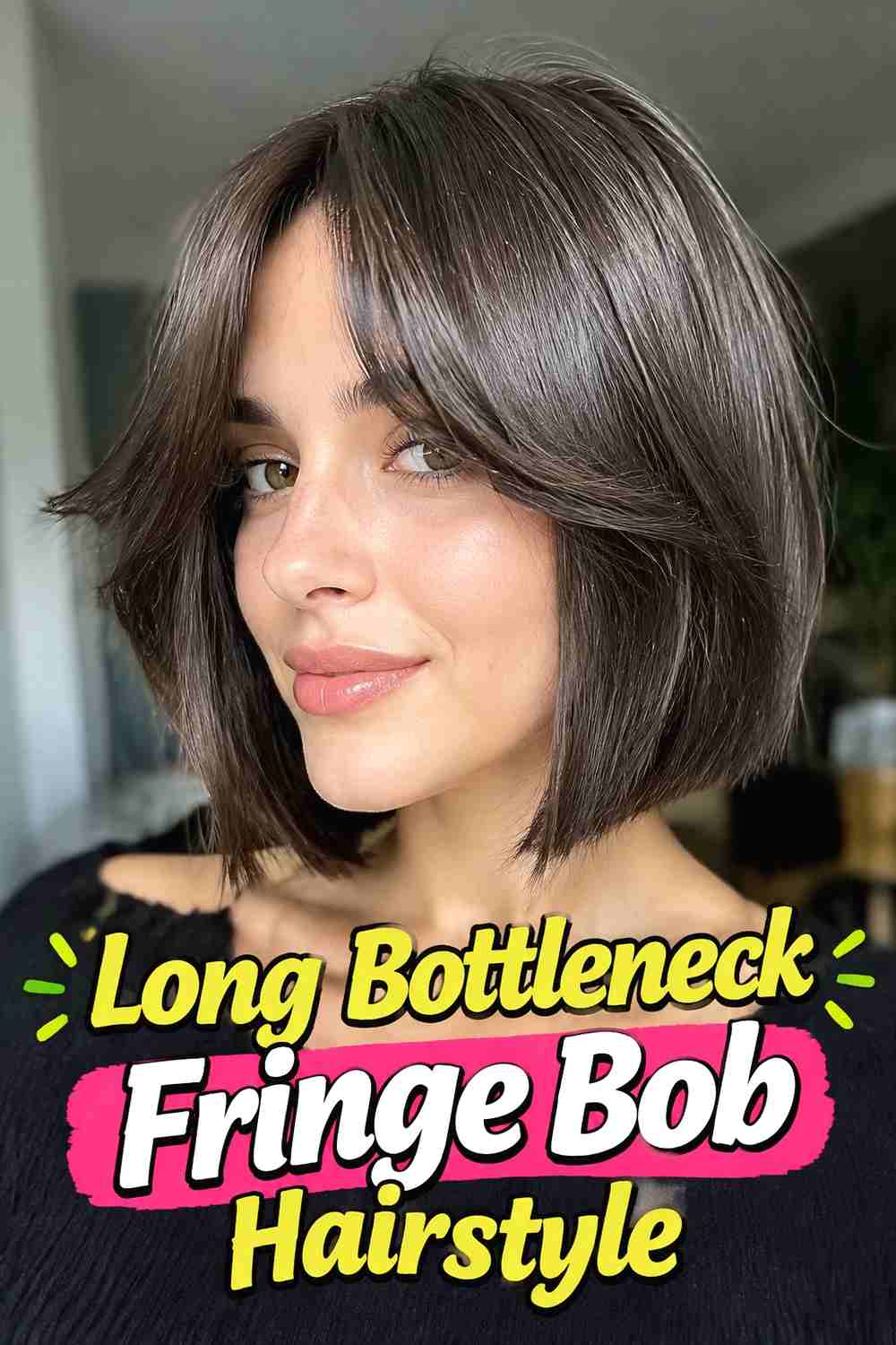 8. Long Bottleneck Fringe Bob Hairstyle