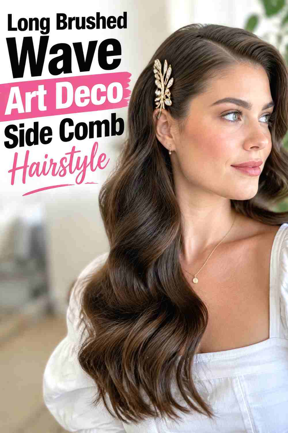7. Long Brushed Wave Art Deco Side Comb Hairstyle
