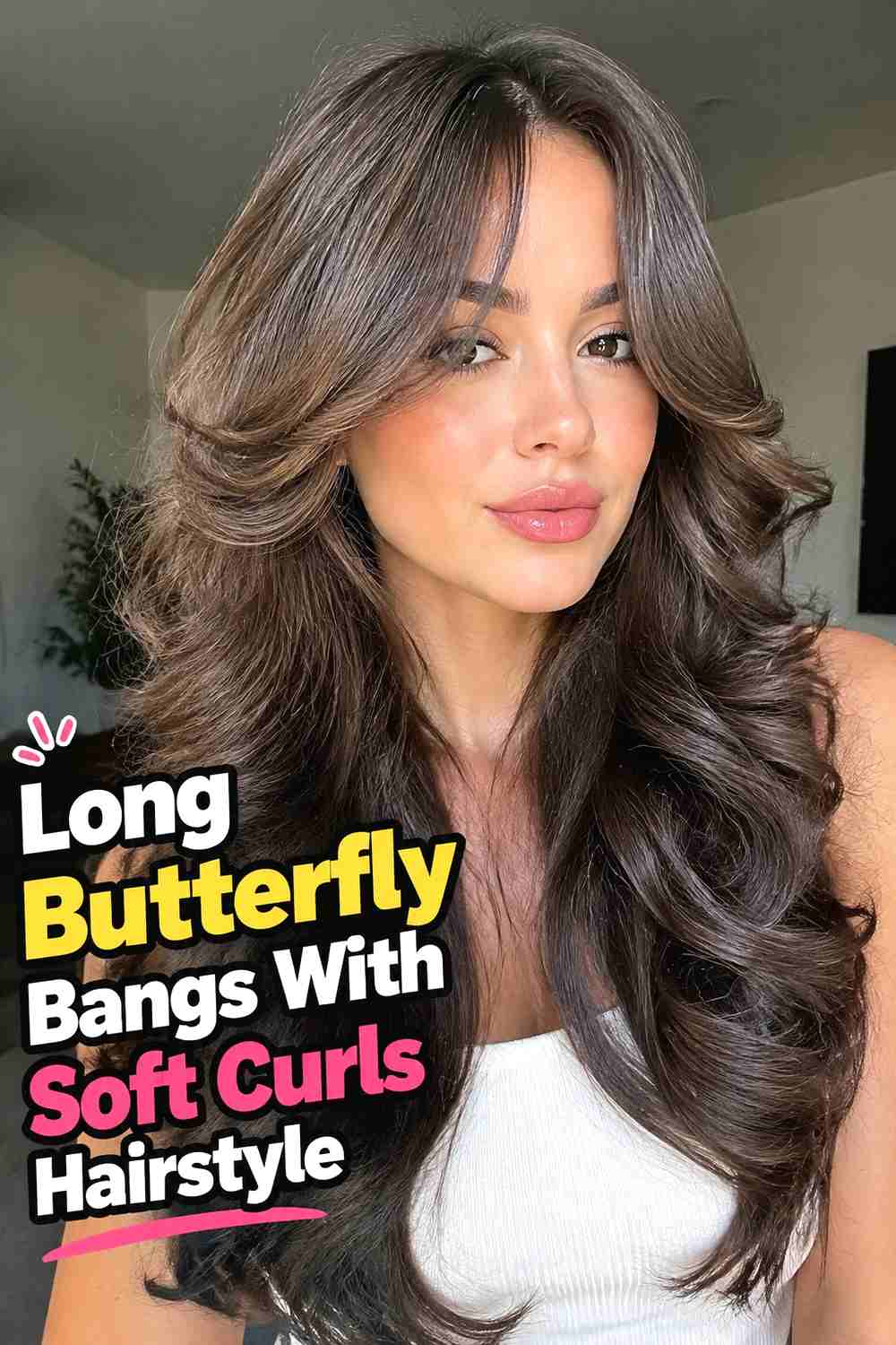 16. Long Butterfly Bangs With Soft Curls Hairstyle