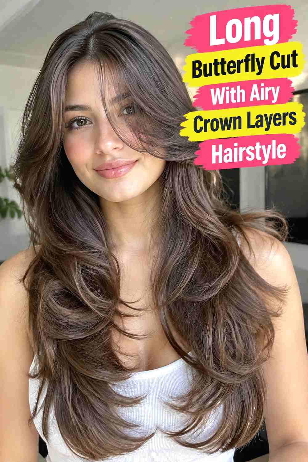 2. Long Butterfly Cut With Airy Crown Layers Hairstyle