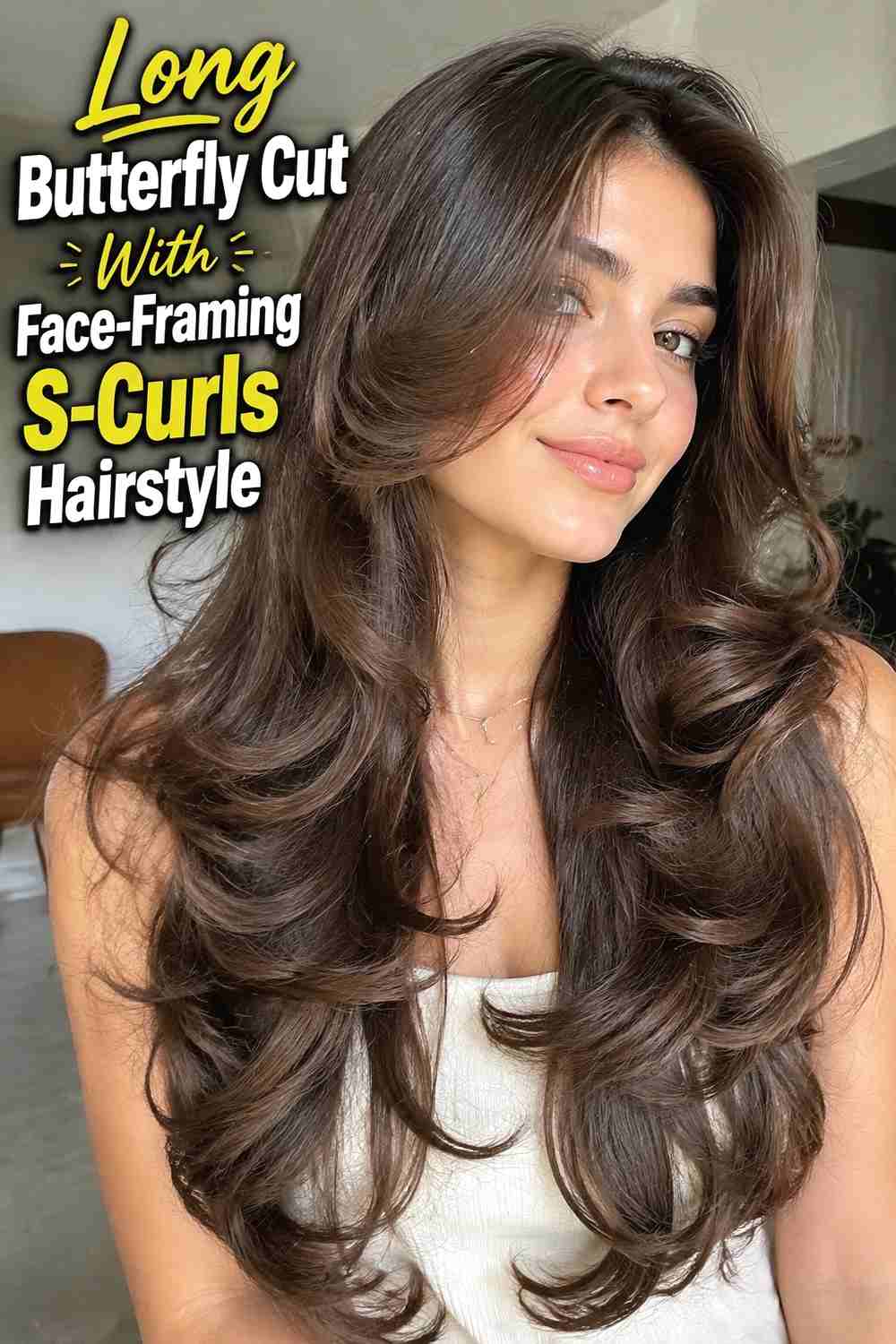4. Long Butterfly Cut With Face Framing S Curls Hairstyle