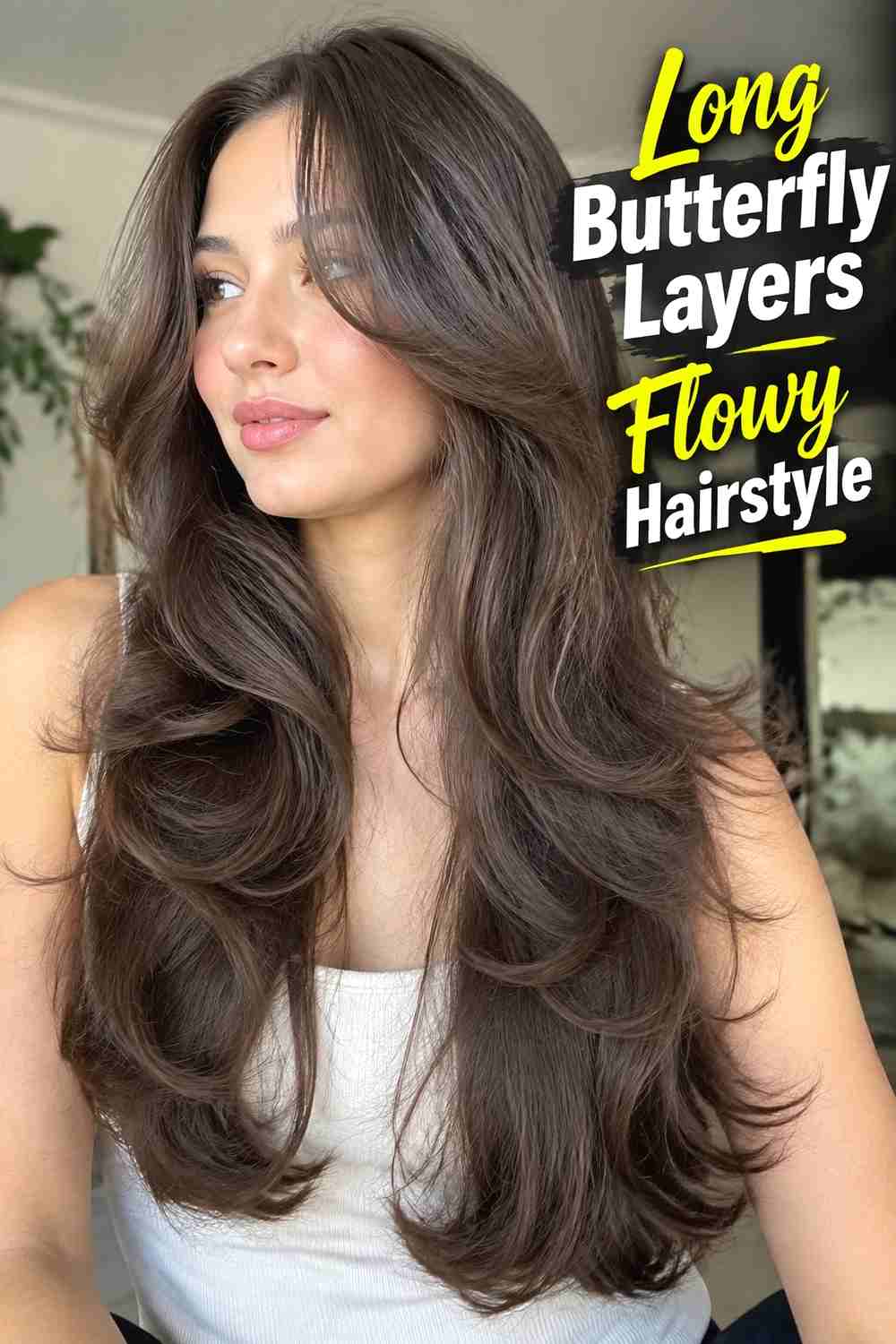 6. Long Butterfly Layers Flowy Hairstyle