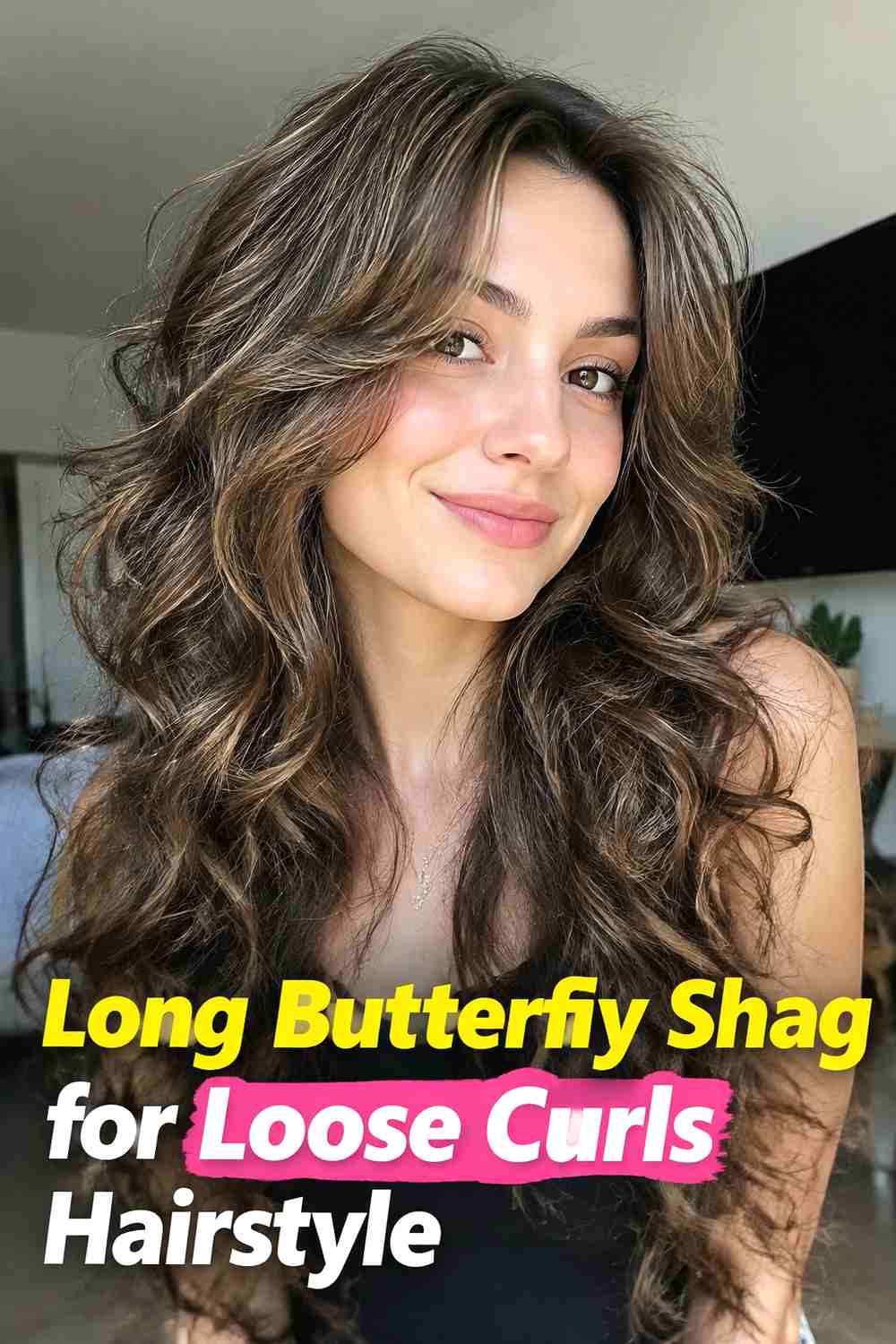 4. Long Butterfly Shag For Loose Curls Hairstyle