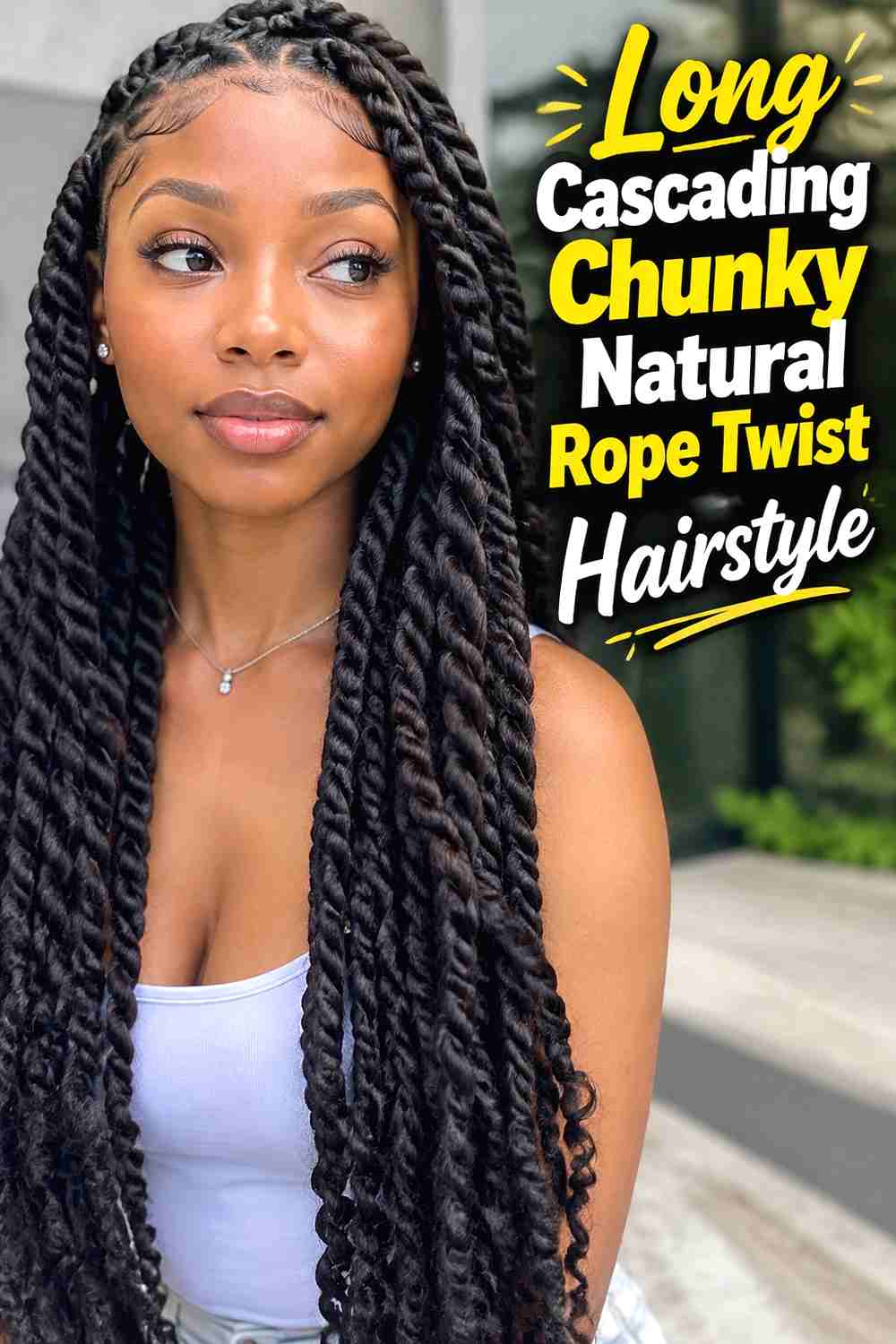 2. Long Cascading Chunky Natural Rope Twist Hairstyle