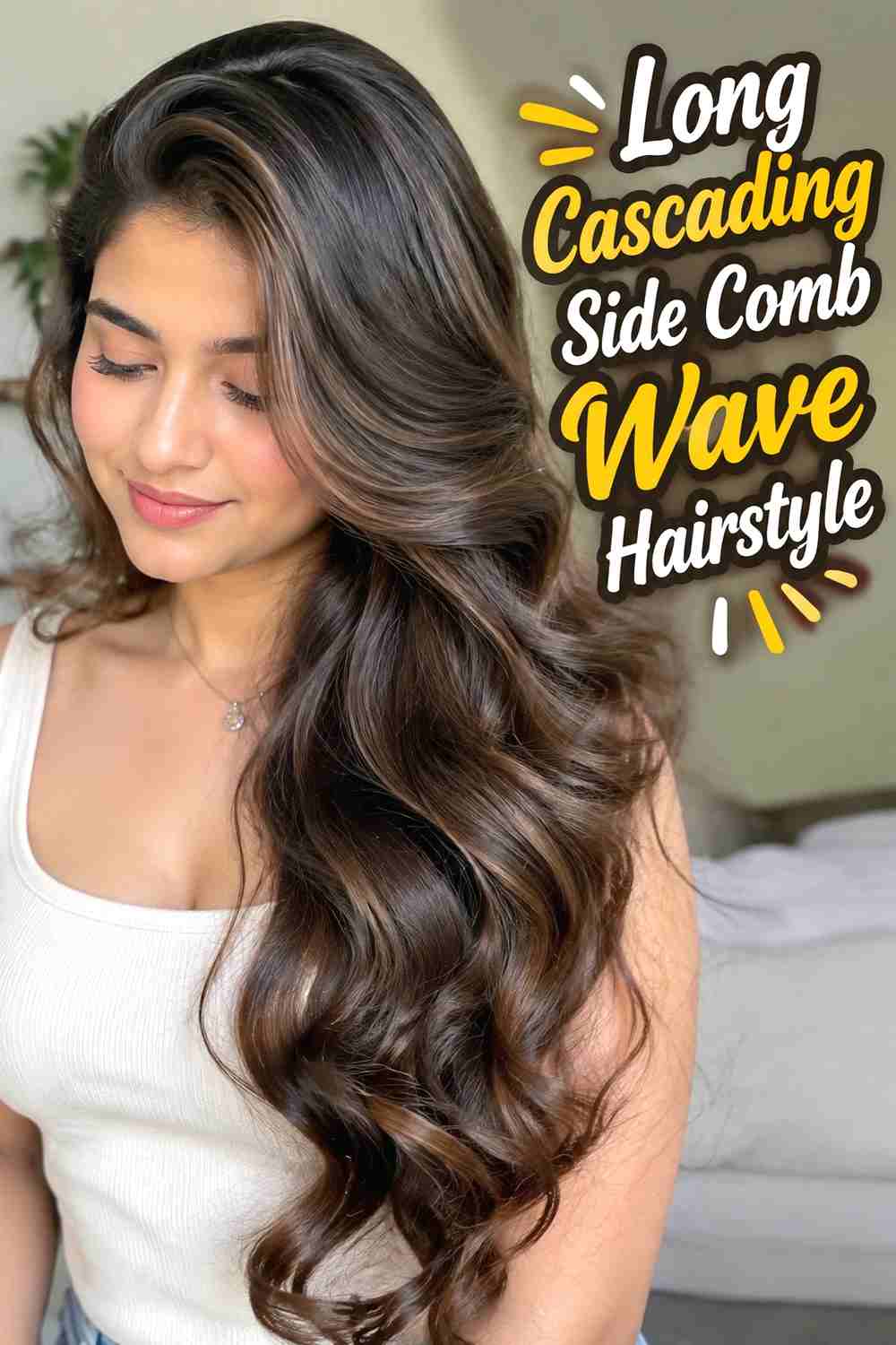 6. Long Cascading Side Comb Wave Hairstyle