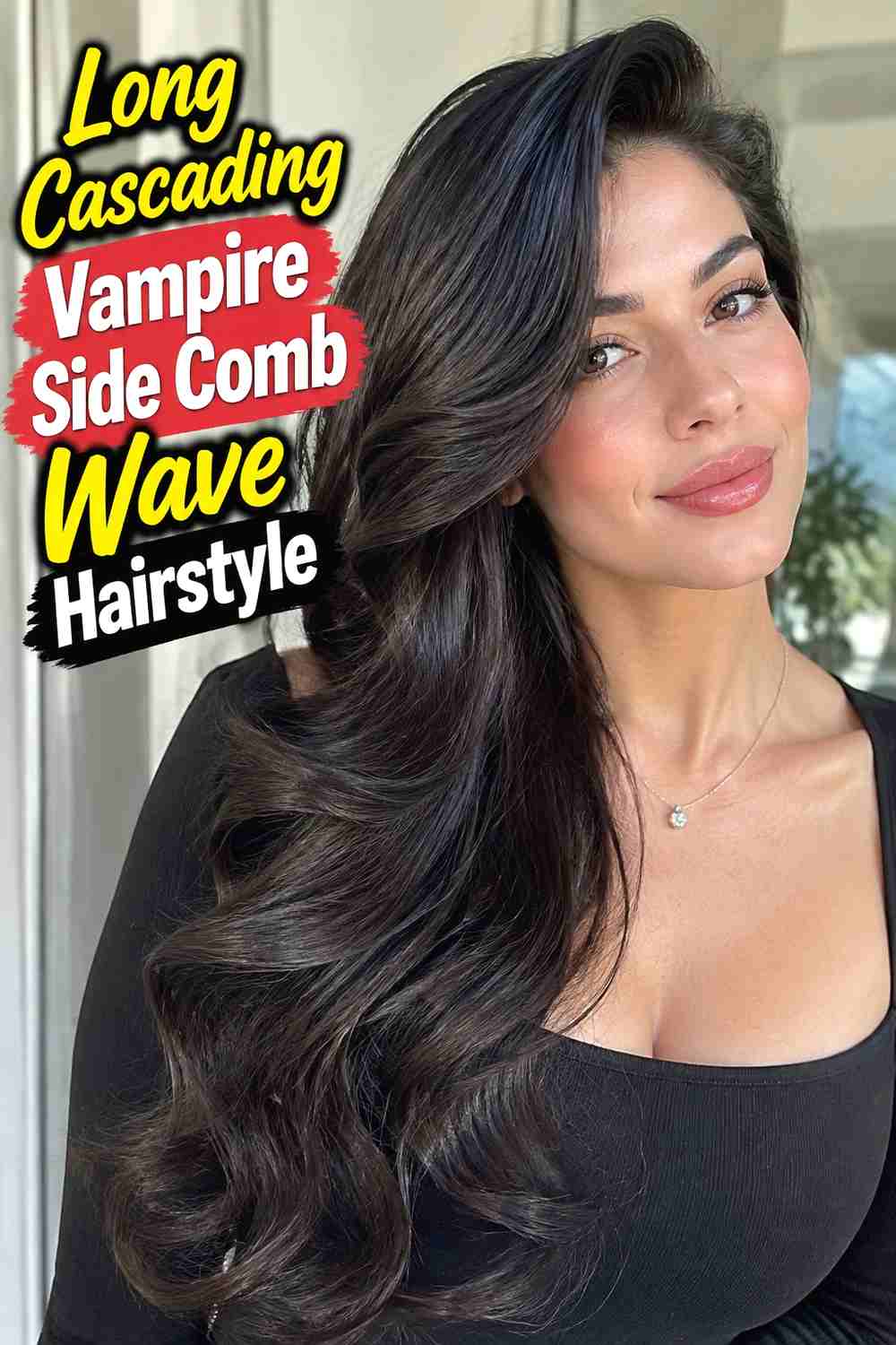 6. Long Cascading Vampire Side Comb Wave Hairstyle