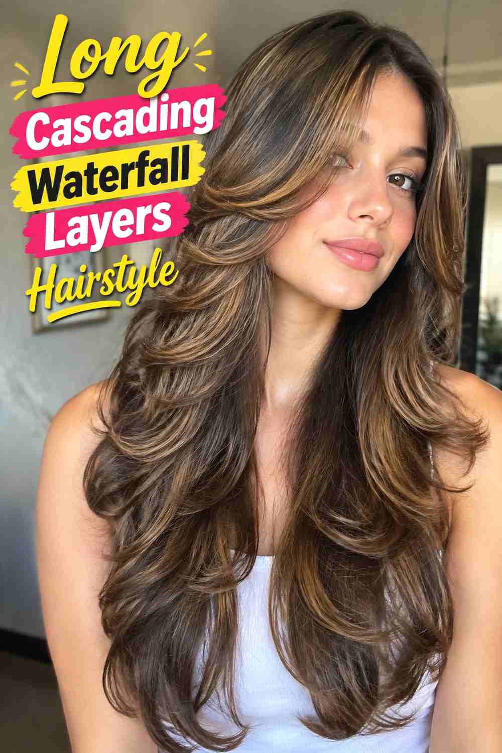 1. Long Cascading Waterfall Layers Hairstyle