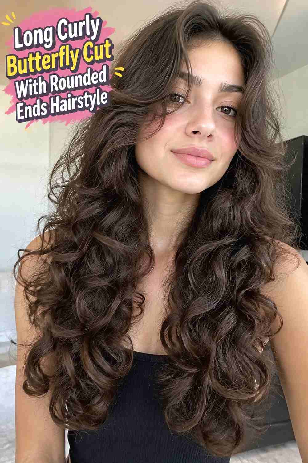 4. Long Curly Butterfly Cut With Rounded Ends Hairstyle