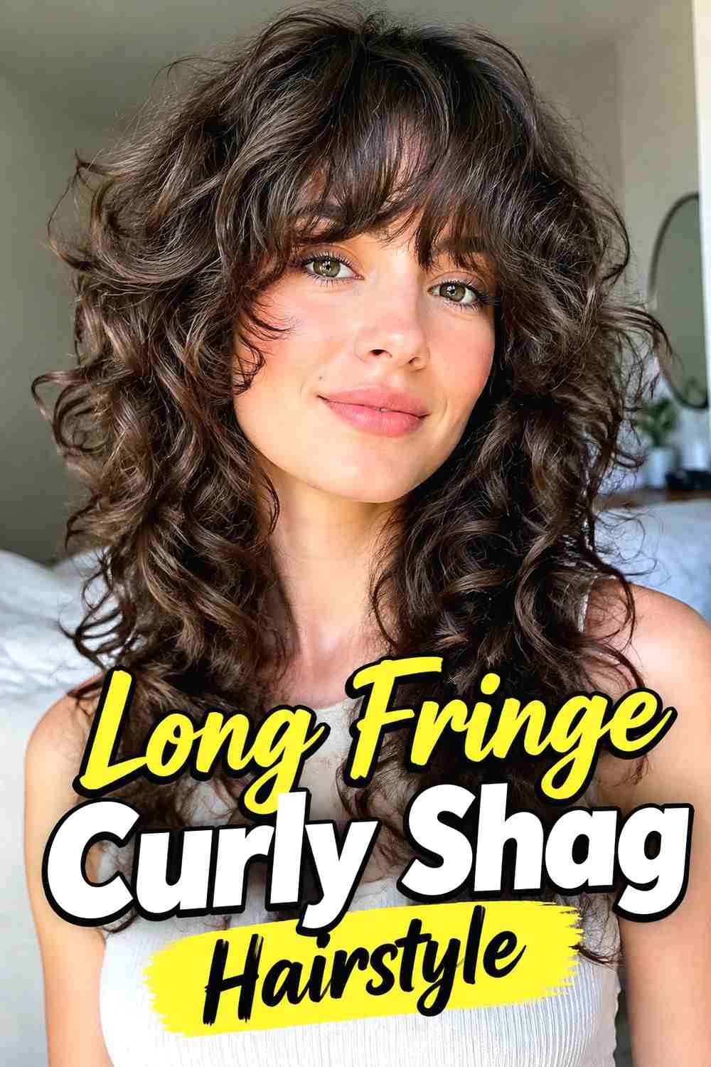 17. Long Fringe Curly Shag Hairstyle