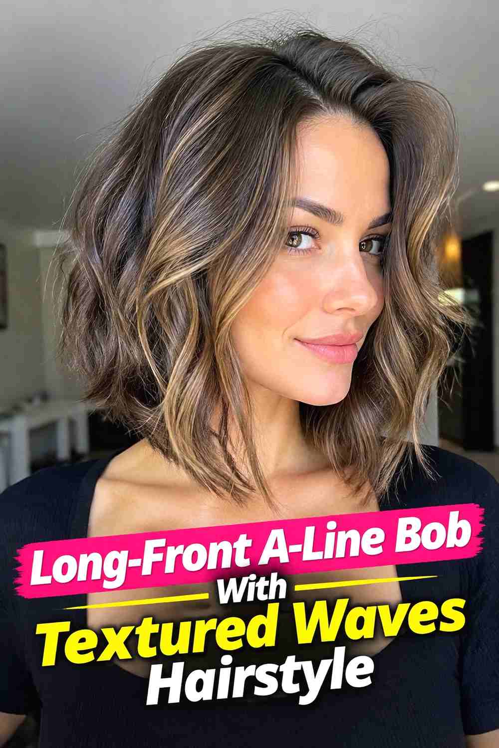 19. Long Front A Line Bob With Textured Waves Hairstyle