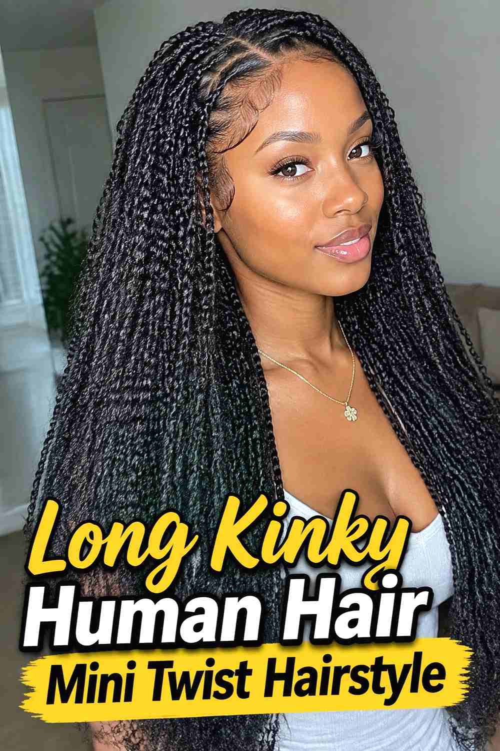 3. Long Kinky Human Hair Mini Twist Hairstyle