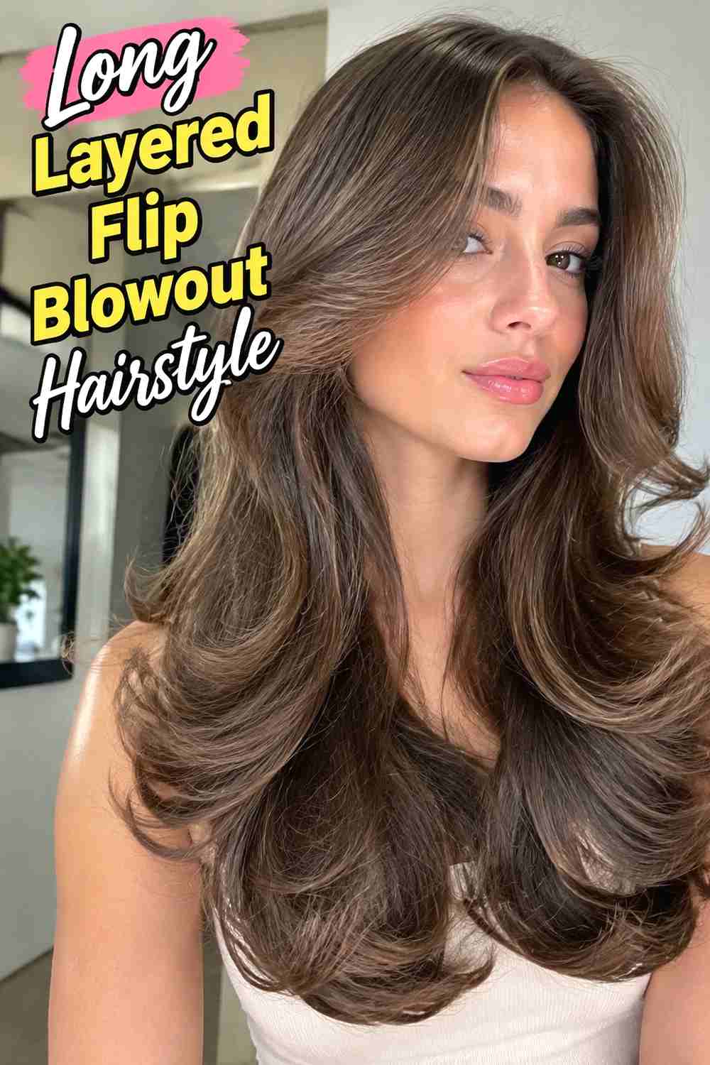 6. Long Layered Flip Blowout Hairstyle