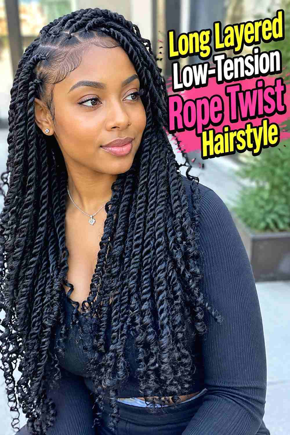4. Long Layered Low Tension Rope Twist Hairstyle