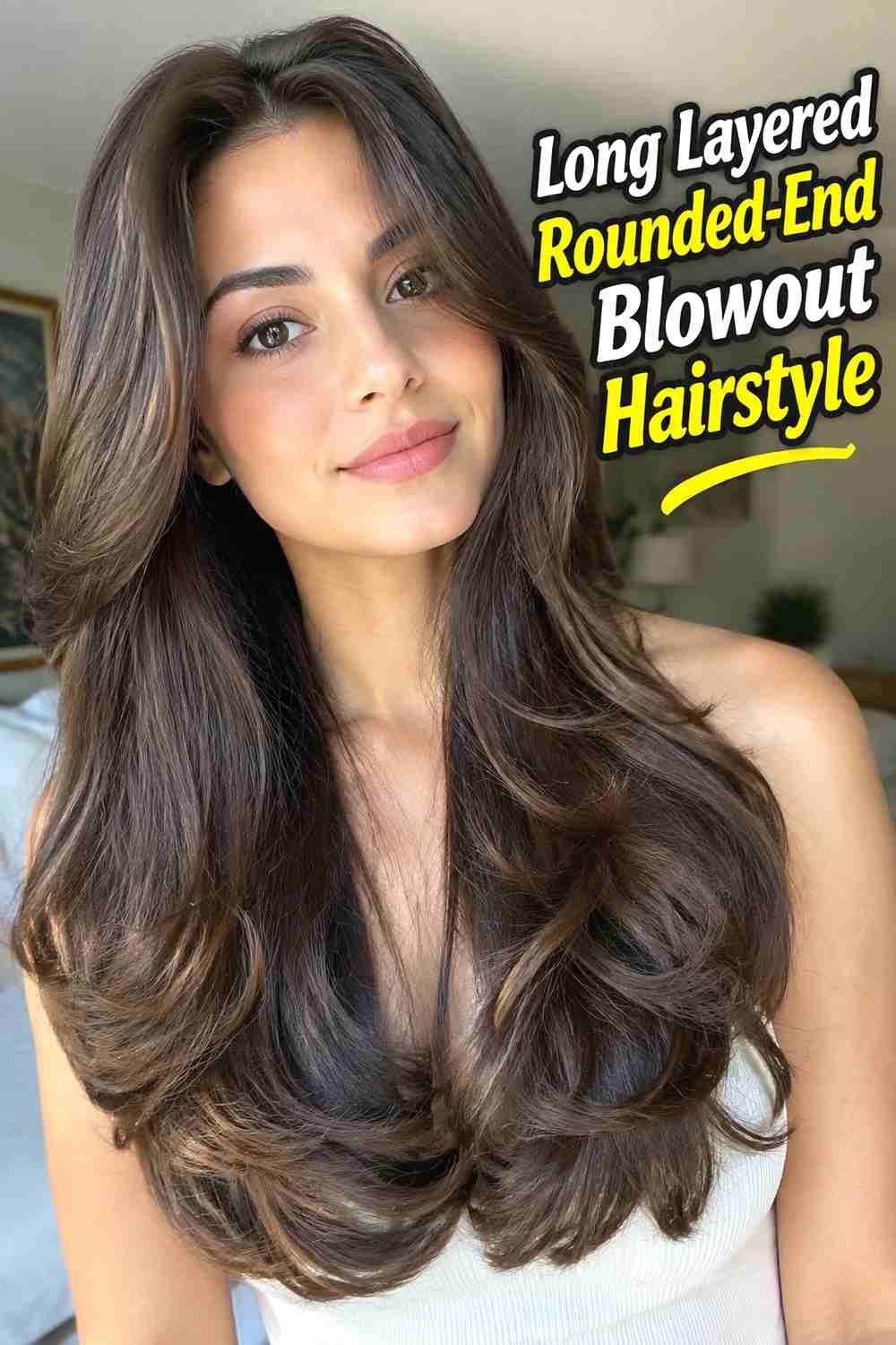 9. Long Layered Rounded End Blowout Hairstyle