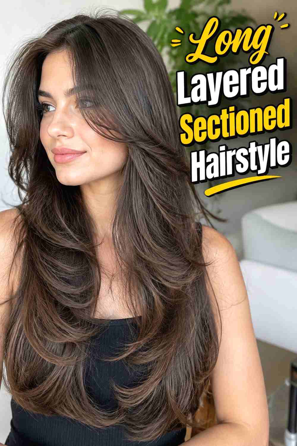 8. Long Layered Sectioned Hairstyle