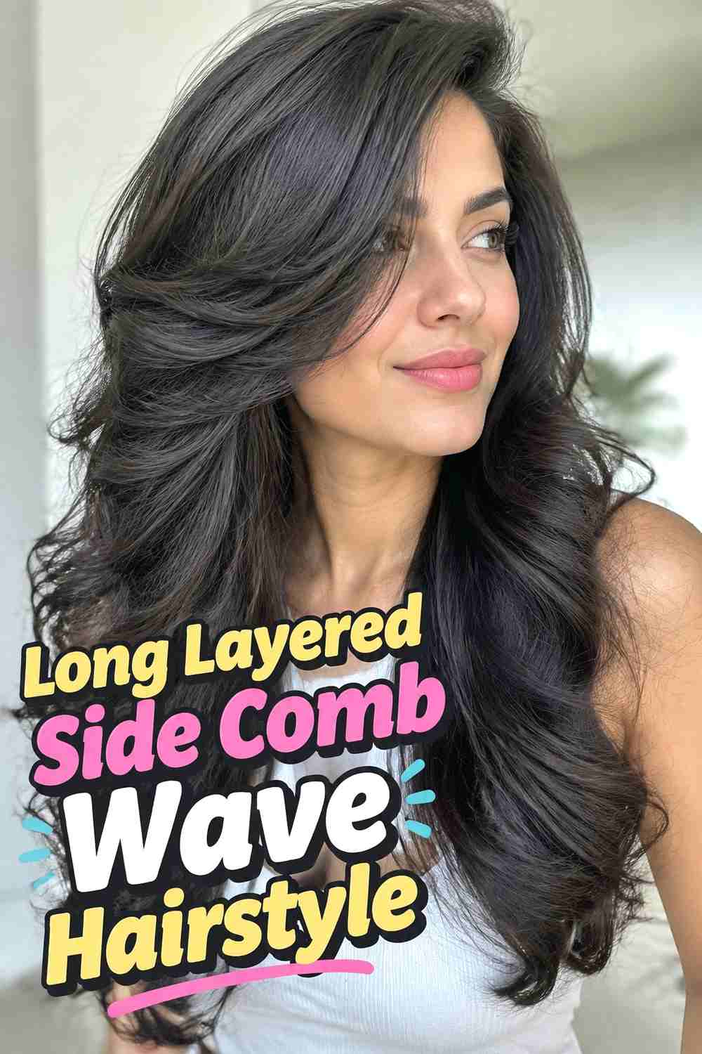9. Long Layered Side Comb Wave Hairstyle