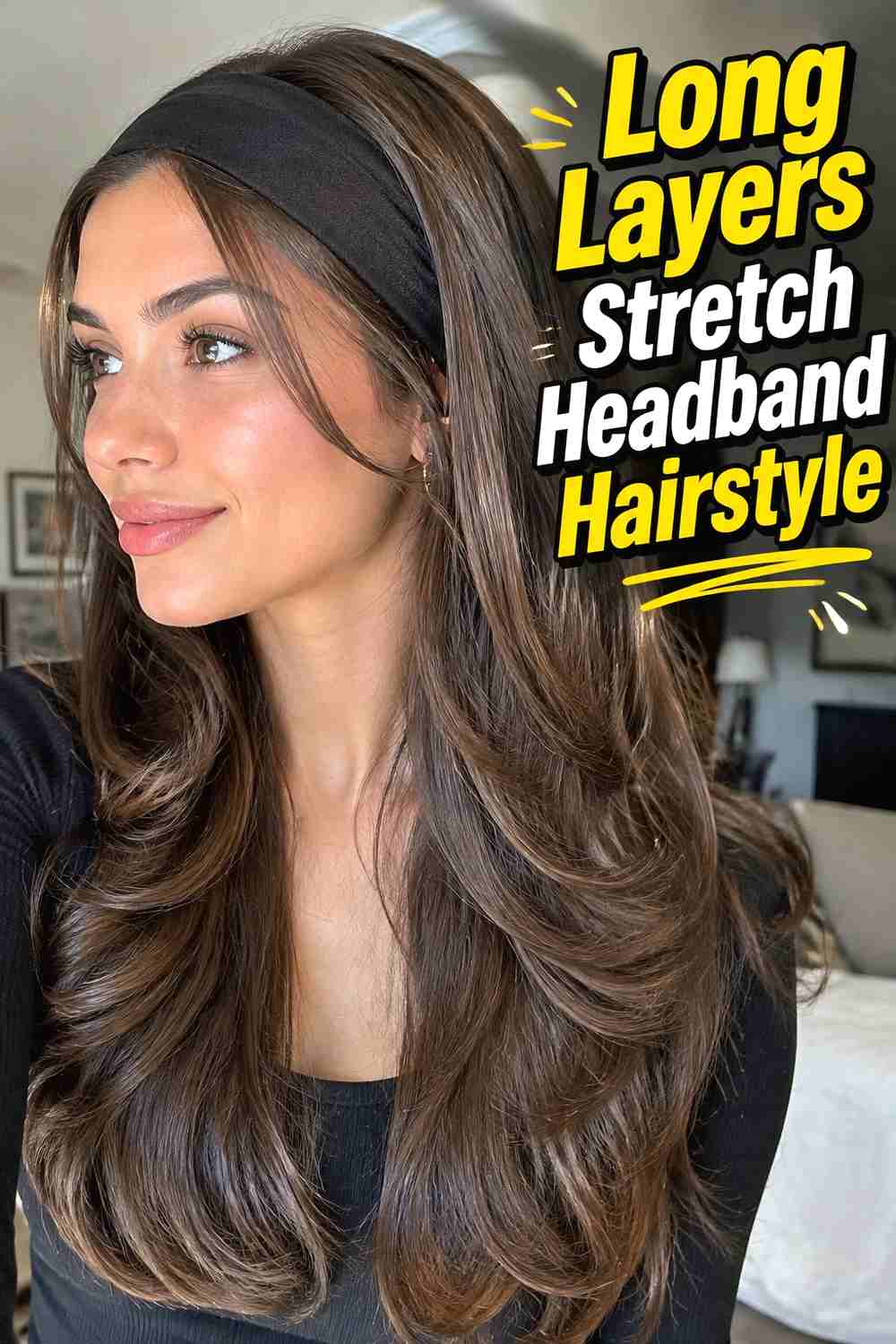 11. Long Layers Stretch Headband Hairstyle