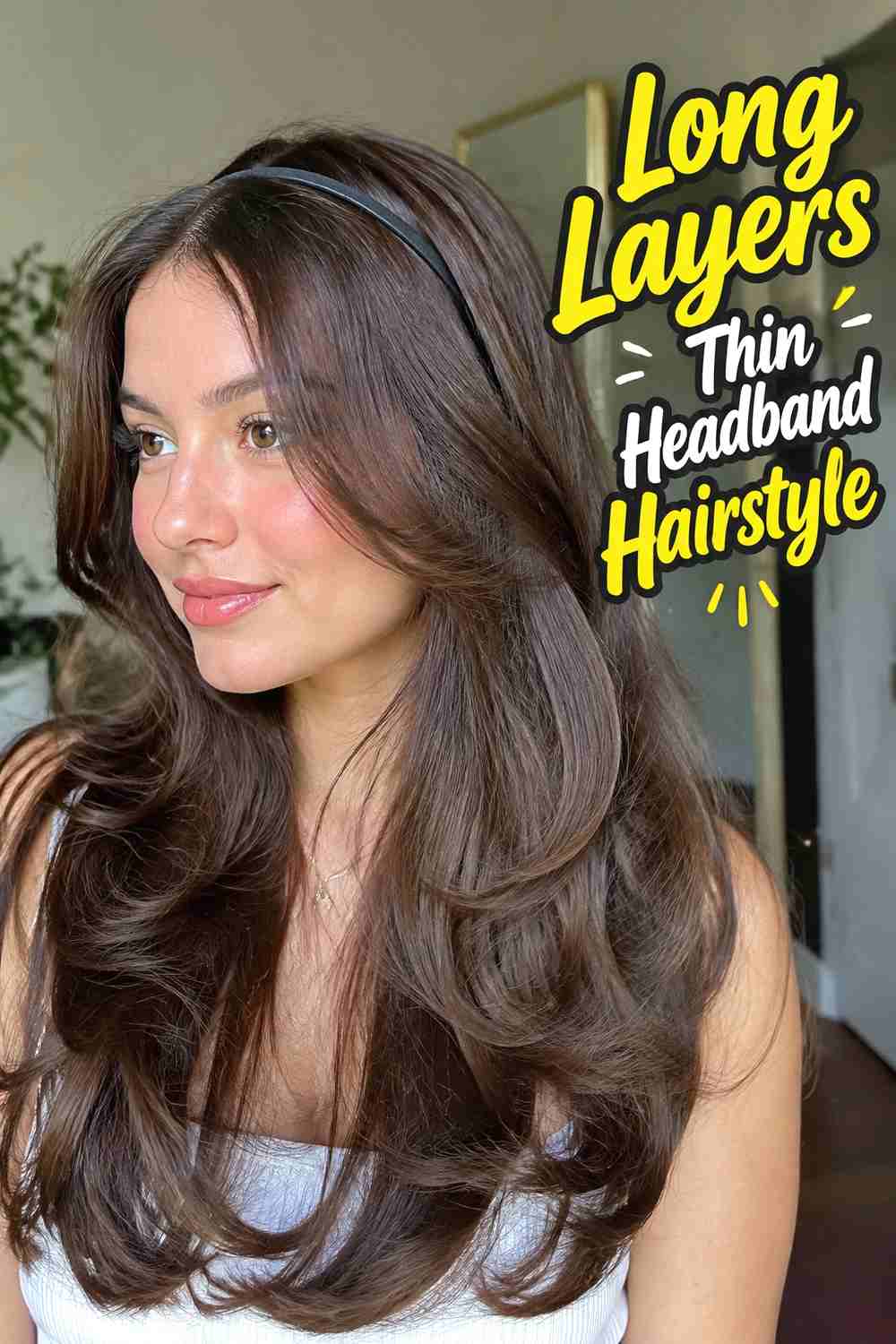 13. Long Layers Thin Headband Hairstyle