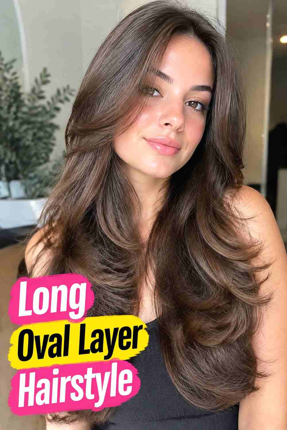 2. Long Oval Layer Hairstyle