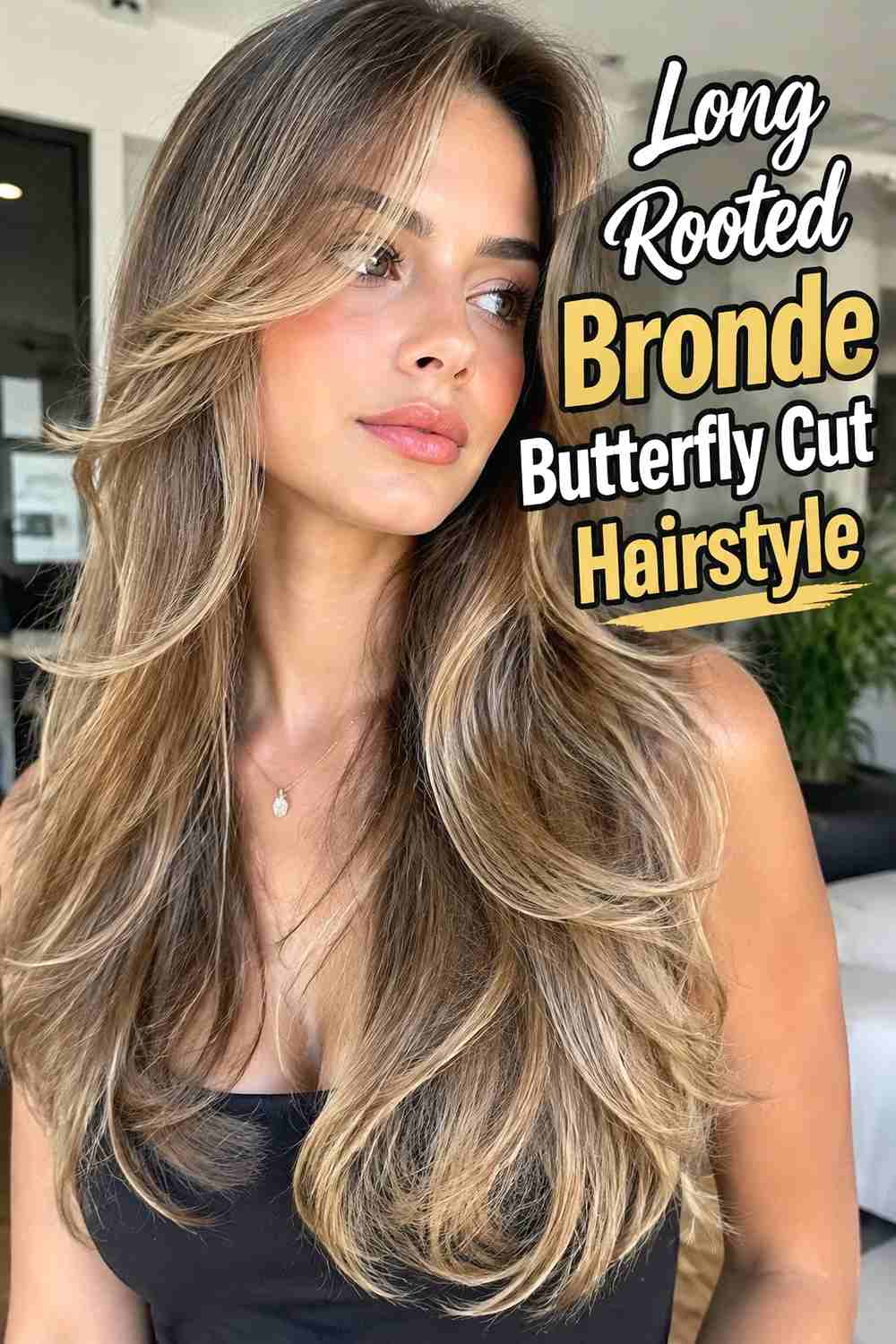 2. Long Rooted Bronde Butterfly Cut Hairstyle