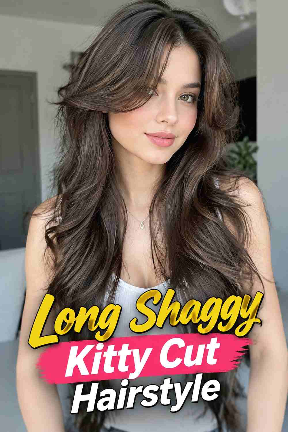 4. Long Shaggy Kitty Cut Hairstyle
