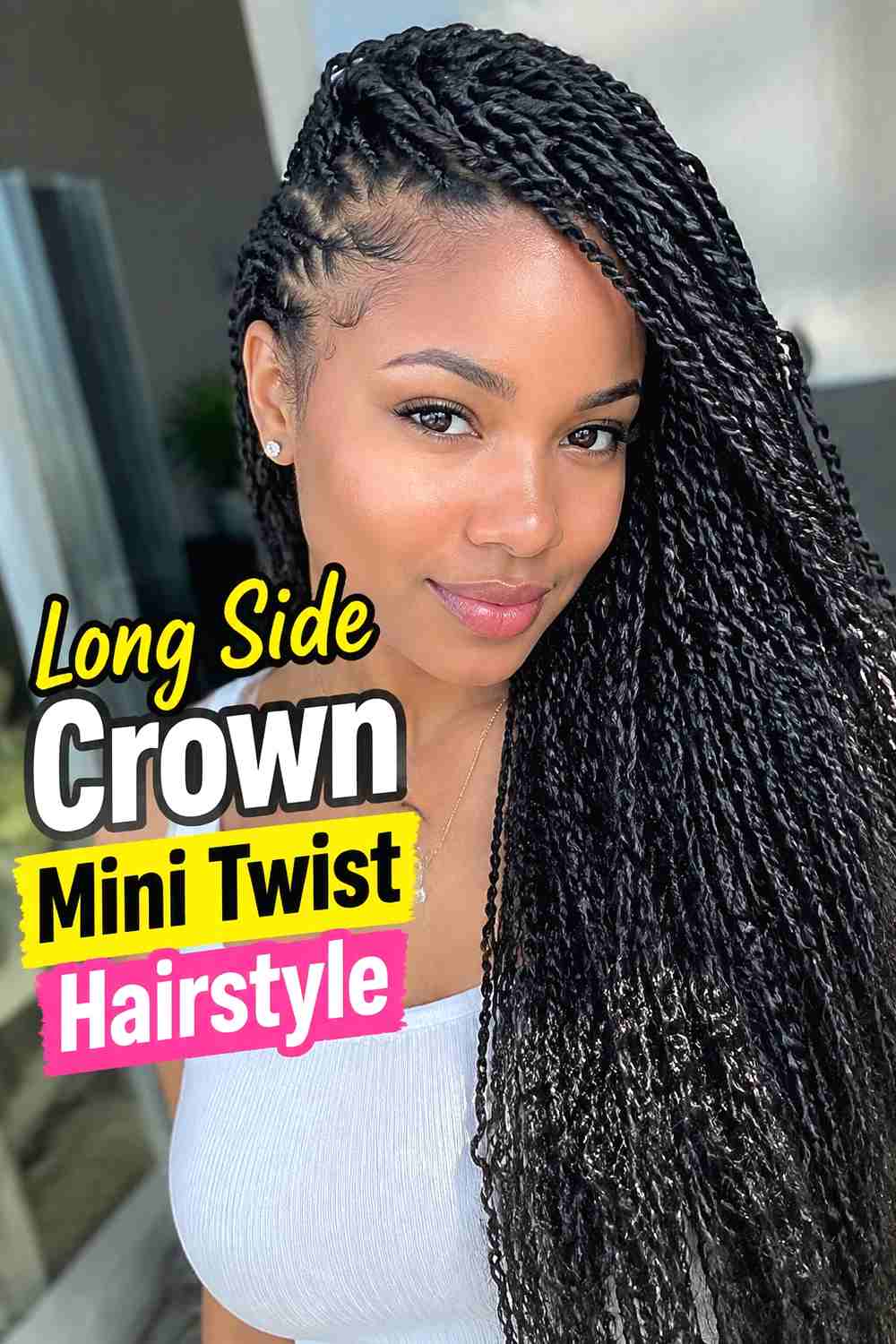 14. Long Side Crown Mini Twist Hairstyle