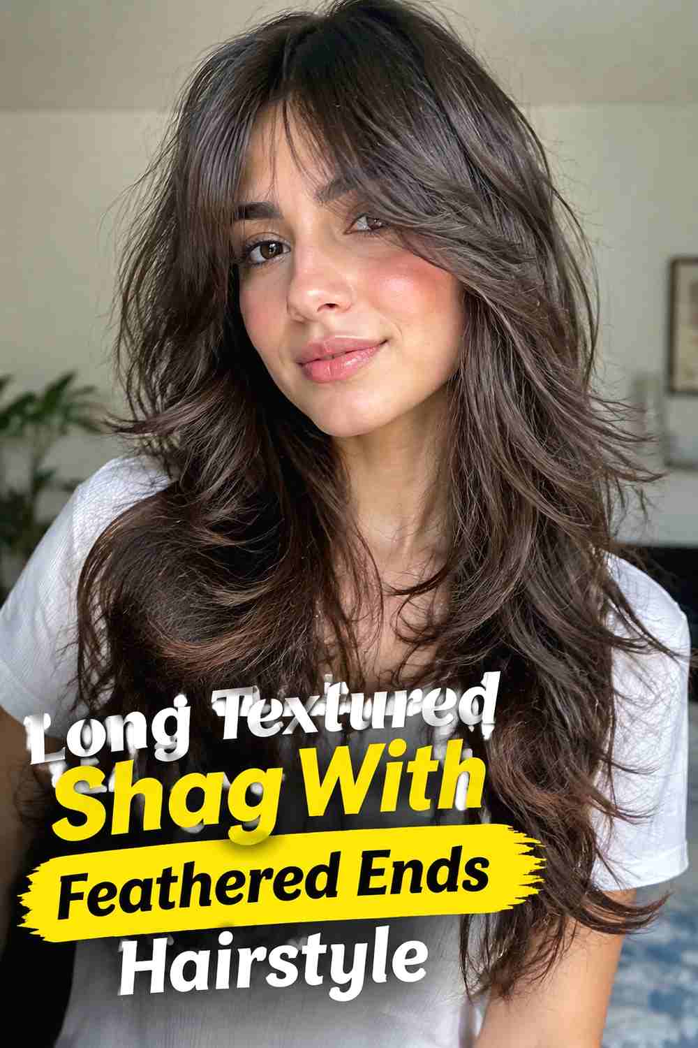 4. Long Textured Shag With Feathered Ends Hairstyle