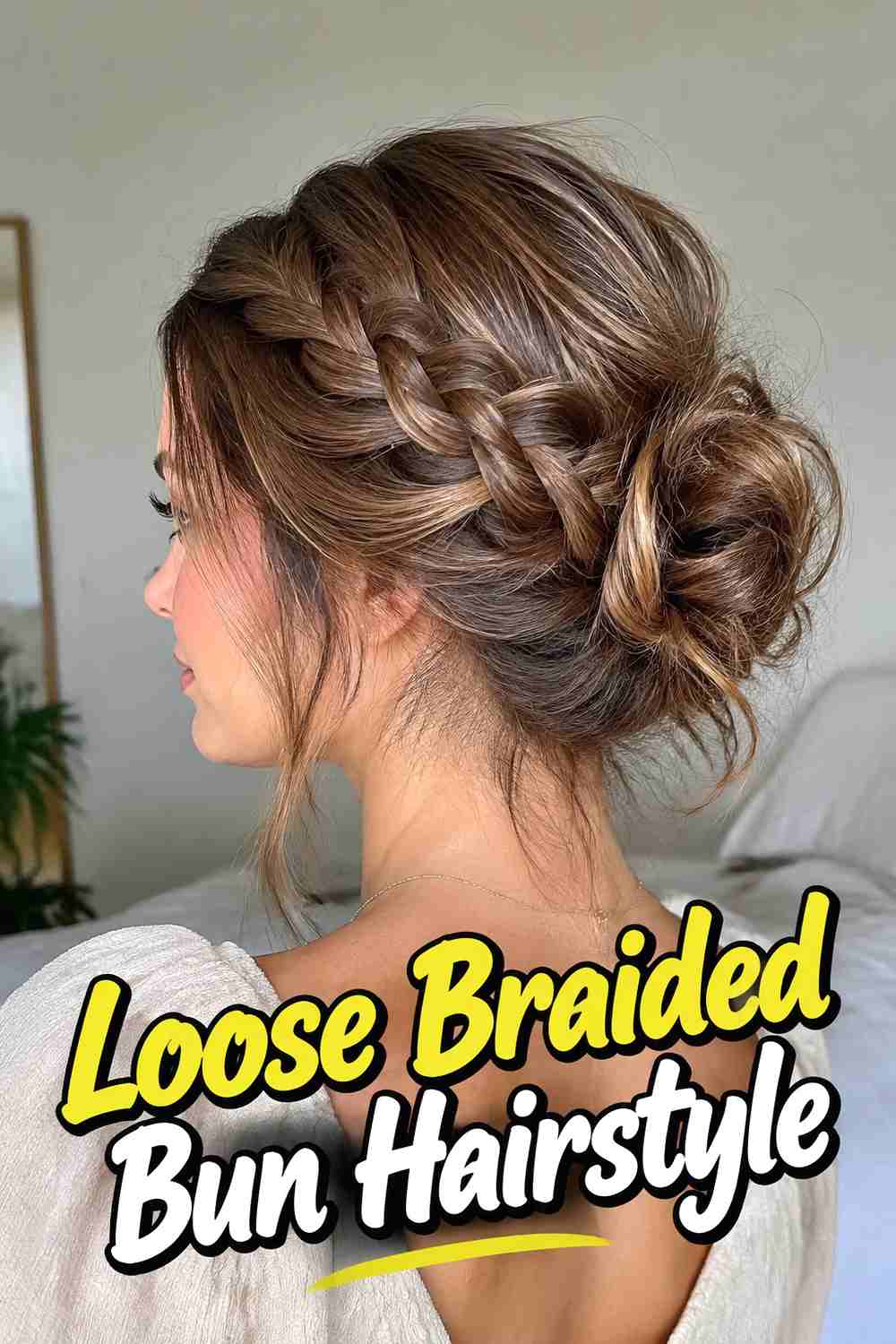 15. Loose Braided Bun Hairstyle
