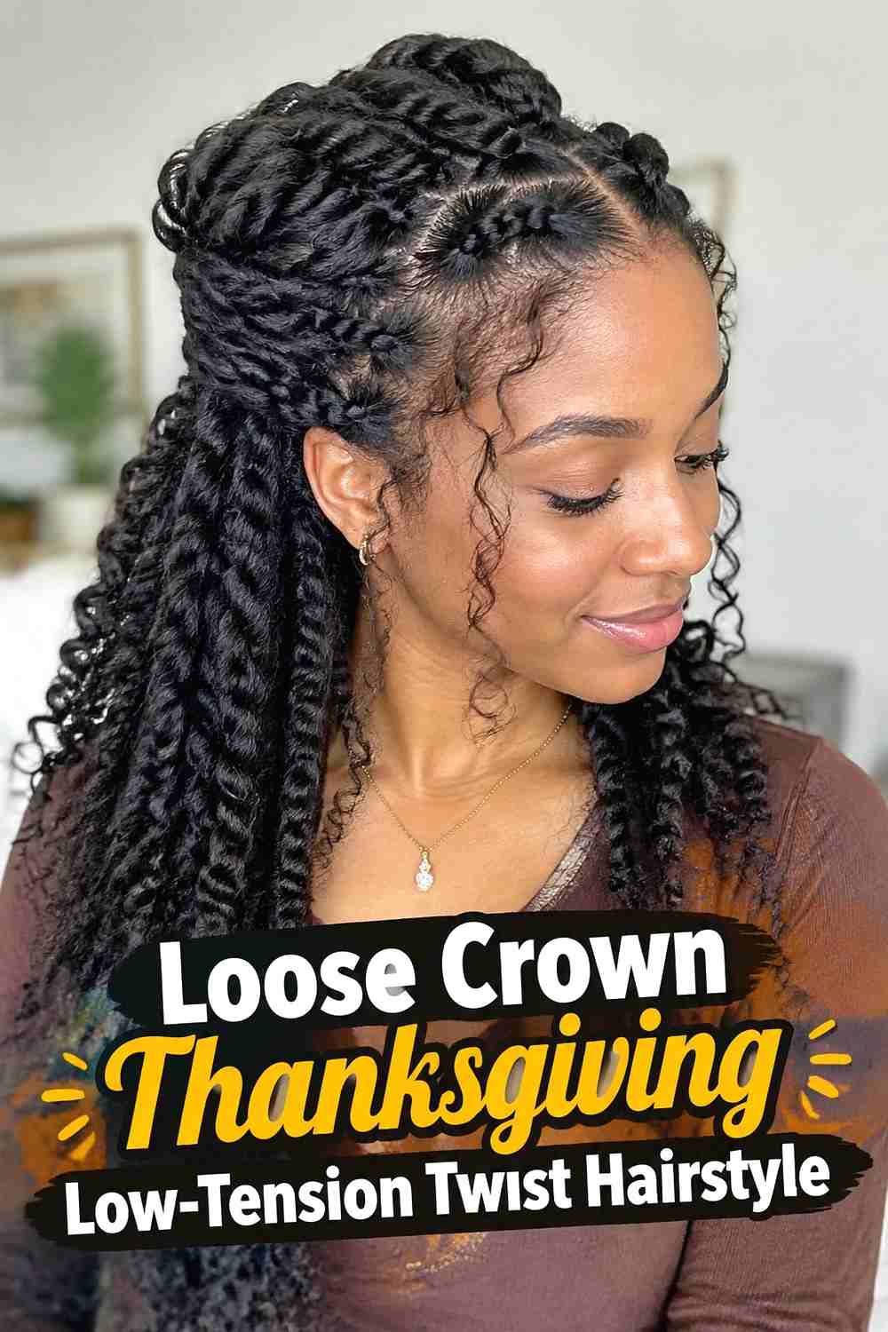 18. Loose Crown Thanksgiving Low Tension Twist Hairstyle