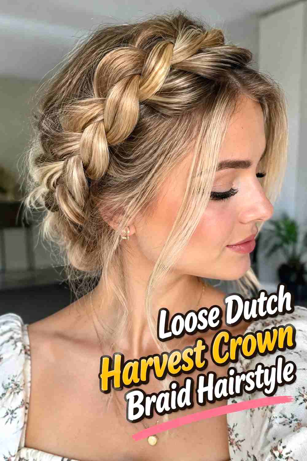 2. Loose Dutch Harvest Crown Braid Hairstyle