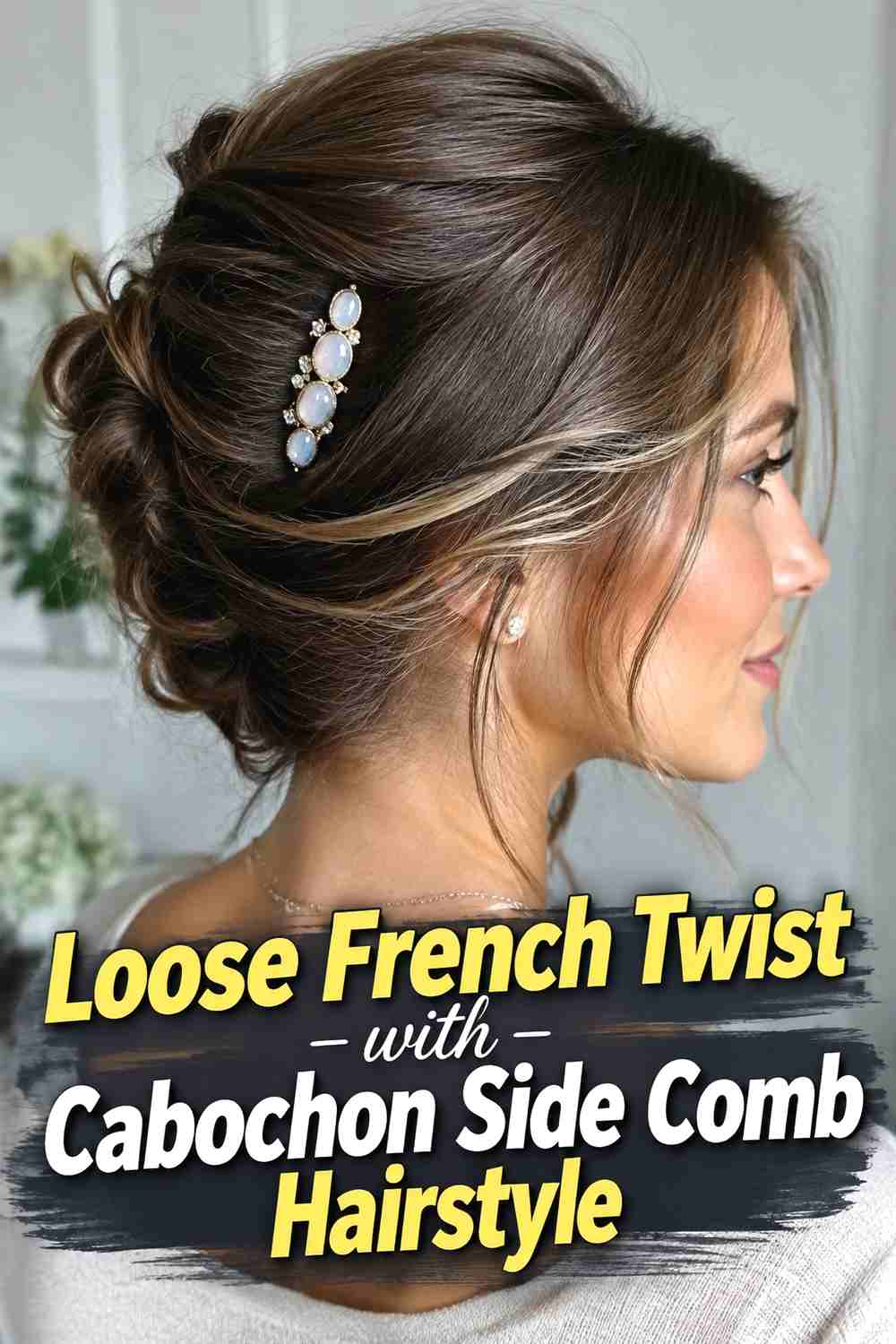 18. Loose French Twist With Cabochon Side Comb Hairstyle