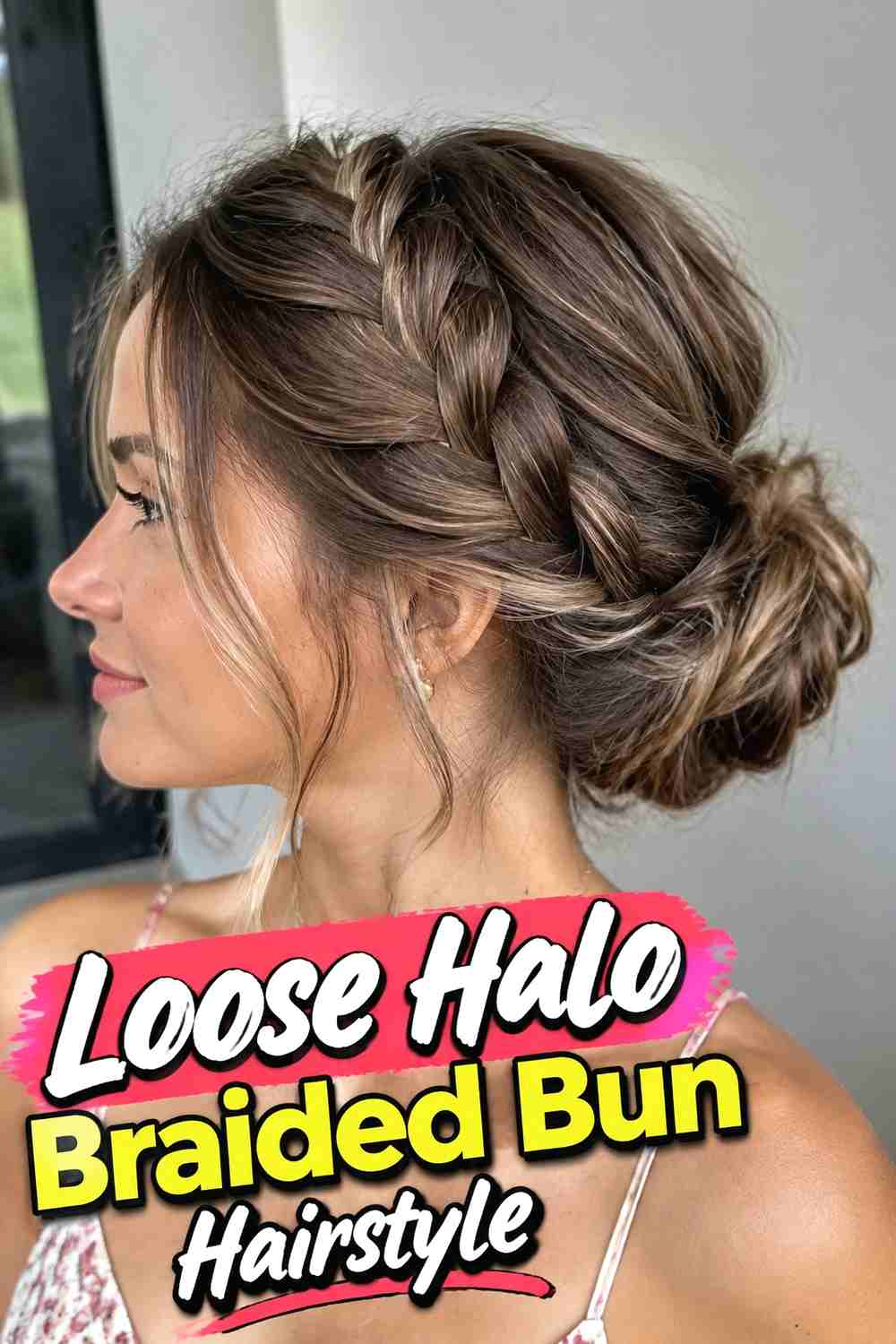 11. Loose Halo Braided Bun Hairstyle